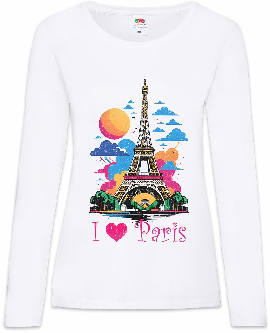 Langarmshirt I Love Paris Damen Langarmshirt Amour Stadt City Ville Eiffelturm