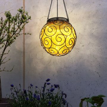 Globo LED Solarleuchte, Leuchtmittel inklusive, Warmweiß, Solarlampe Außenleuchte Hängelampe LED amber Gartenlampe 2er Set