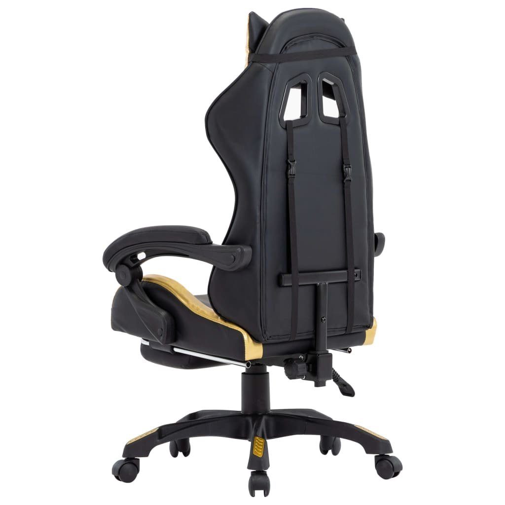 und mit (1 Schwarz Golden St) furnicato Bürostuhl Gaming-Stuhl Kunstleder Fußstütze