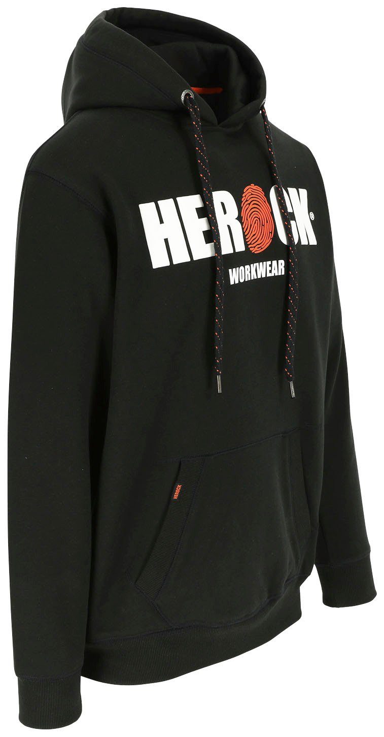 Herock Hoodie HERO Mit angenehm Herock®-Aufdruck, weich sehr und schwarz Kangurutasche