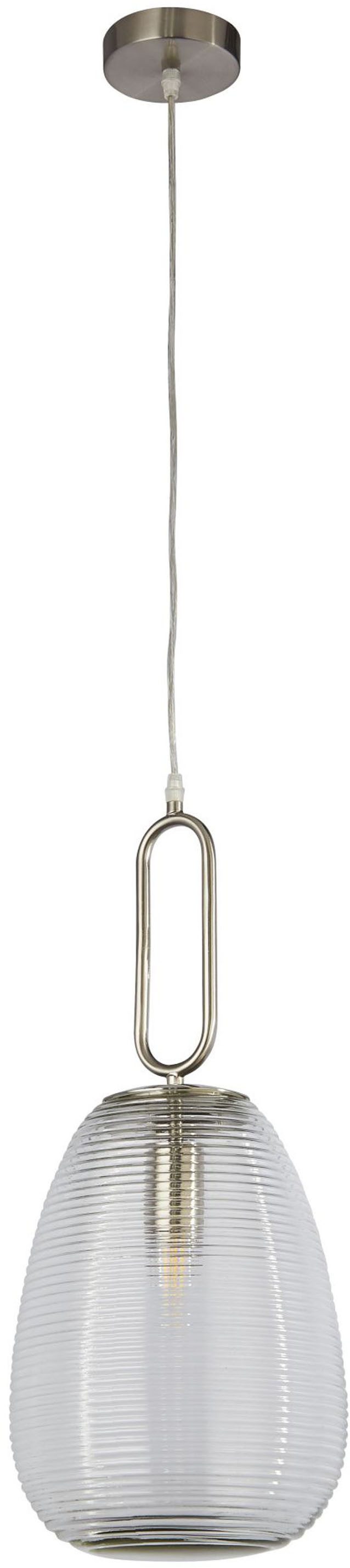 Searchlight Pendelleuchte Elixir-Pendelleuchte - Nickel und geripptes Glas, ohne Leuchtmittel