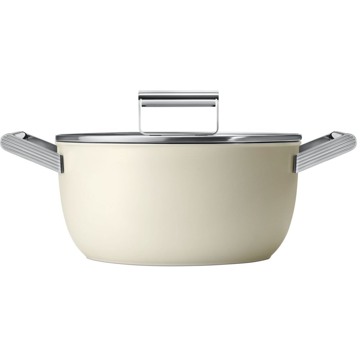 Smeg Kochtopf CSF2412CRM Schmortopf 24 cm mit Glasdeckel, creme