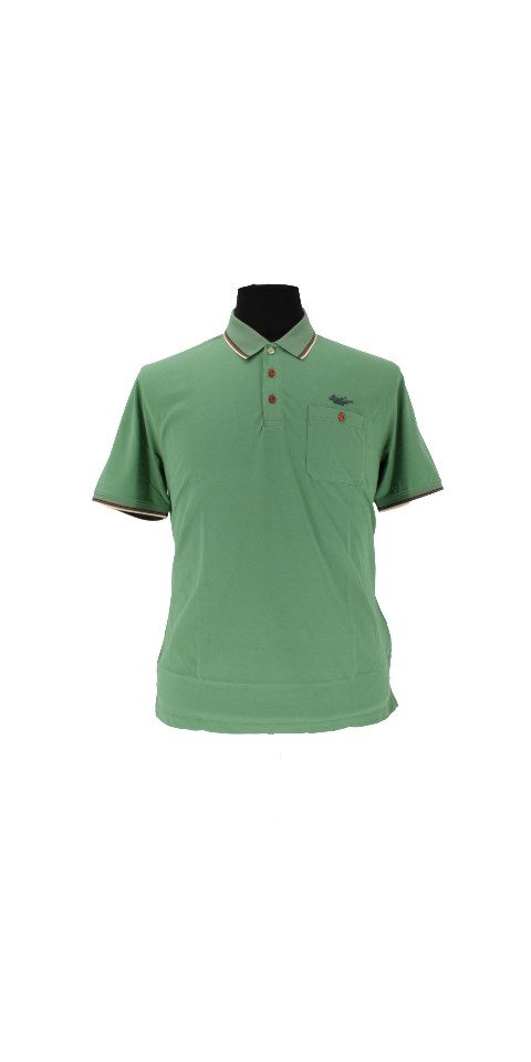 Mode Monte Carlo Poloshirt Polo-Shirt Knopf Salbeigrün