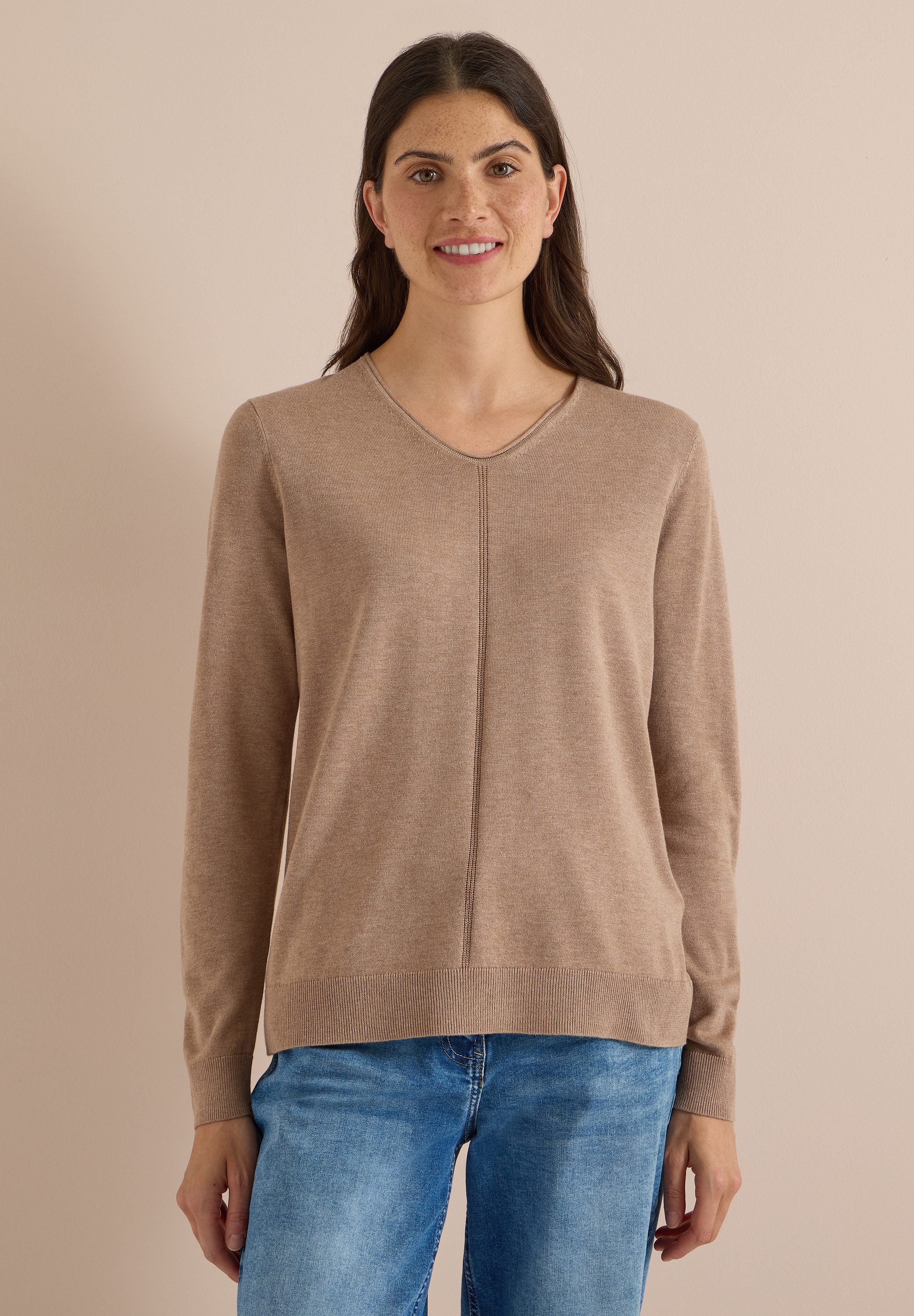 CECIL V-Ausschnitt-Pullover im soften Baumwoll-Mix