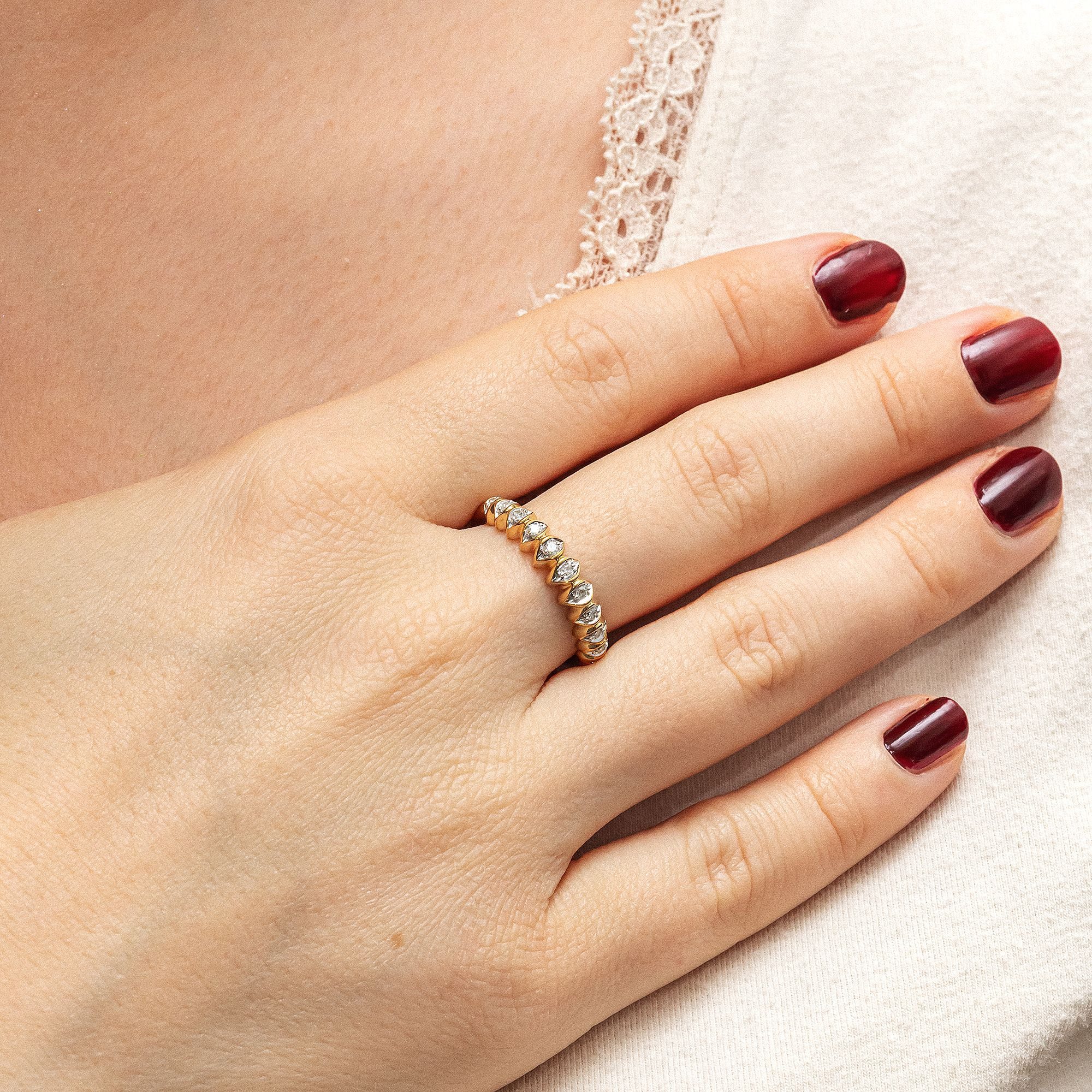Diamonds by Ellen K. Fingerring Gold 375 zweifarbig mit 11x Diamant 0,10ct.