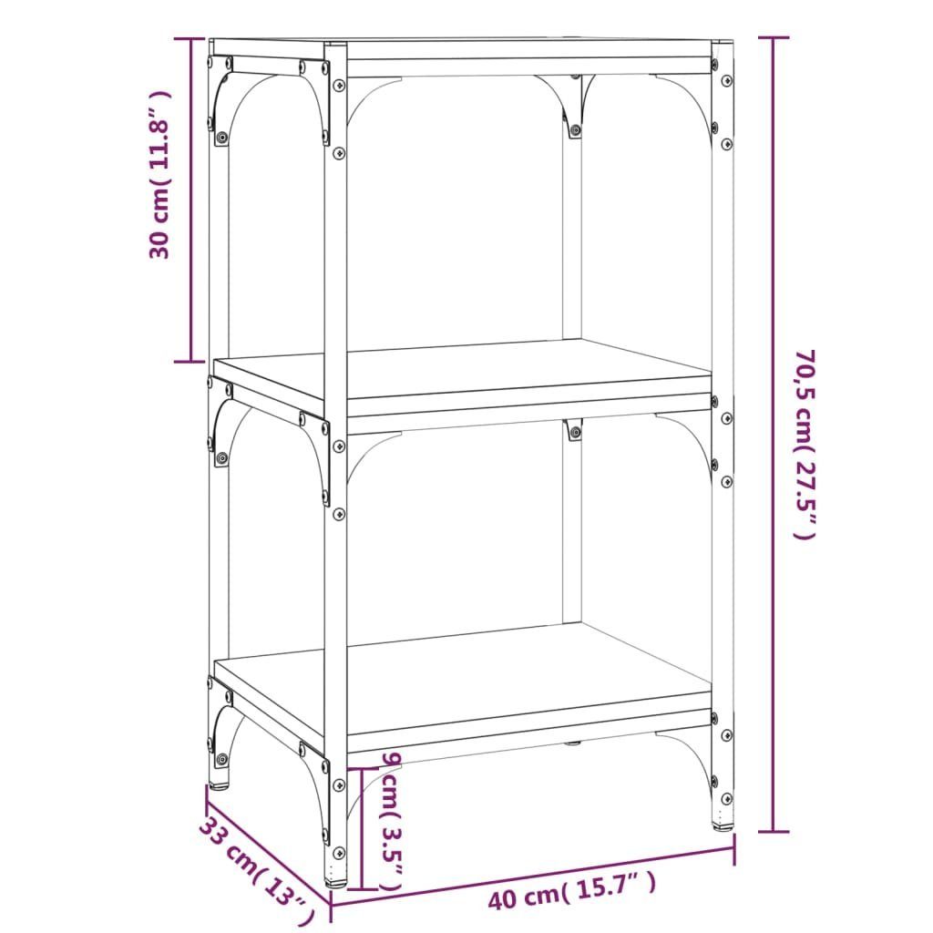 Stahl, 40x33x70,5 und 1-tlg. Bücherregal Schwarz vidaXL Holzwerkstoff cm Bücherregal