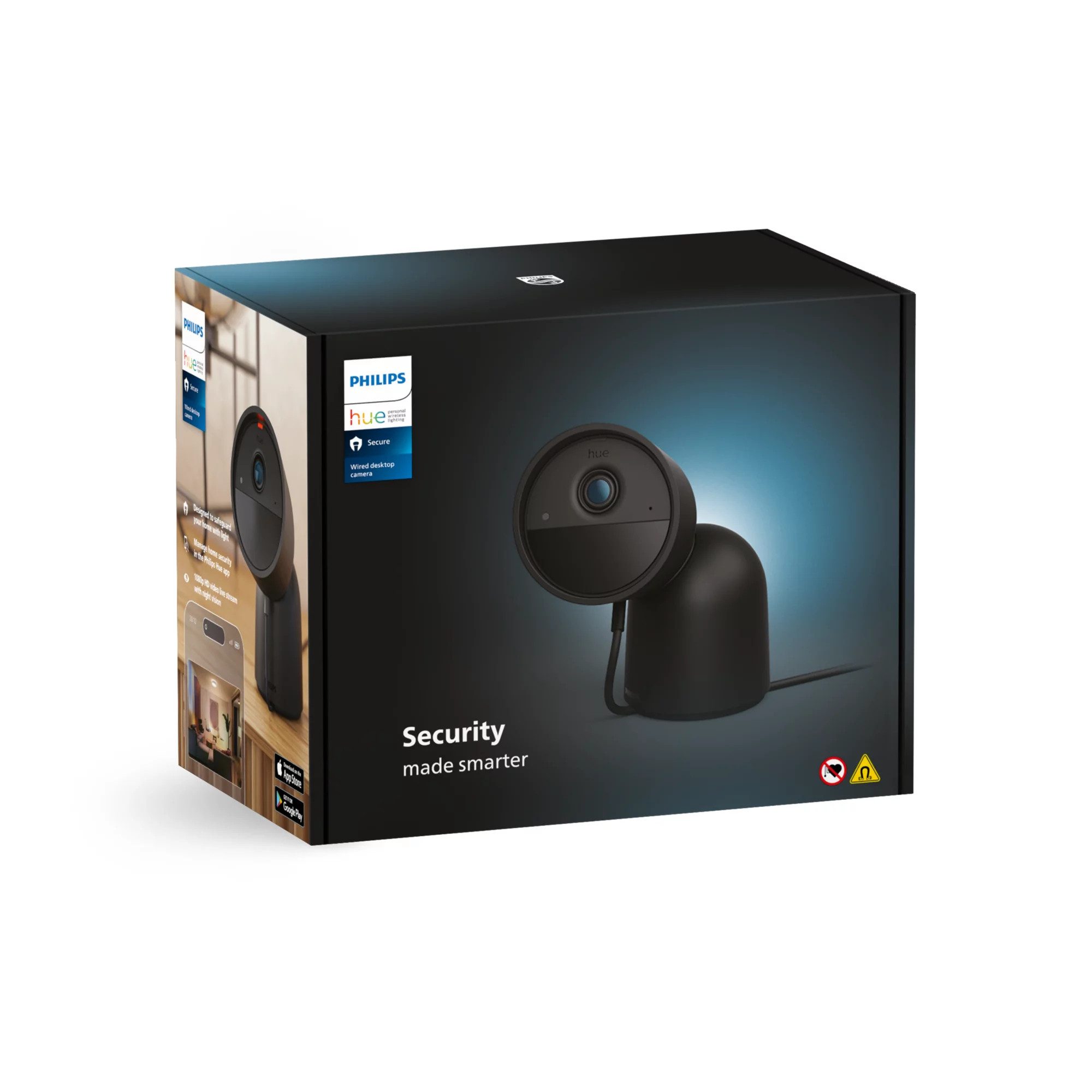 Philips Überwachungskamera Secure kabelgebundene Kamera mit Standfuß schwarz Doppelpack