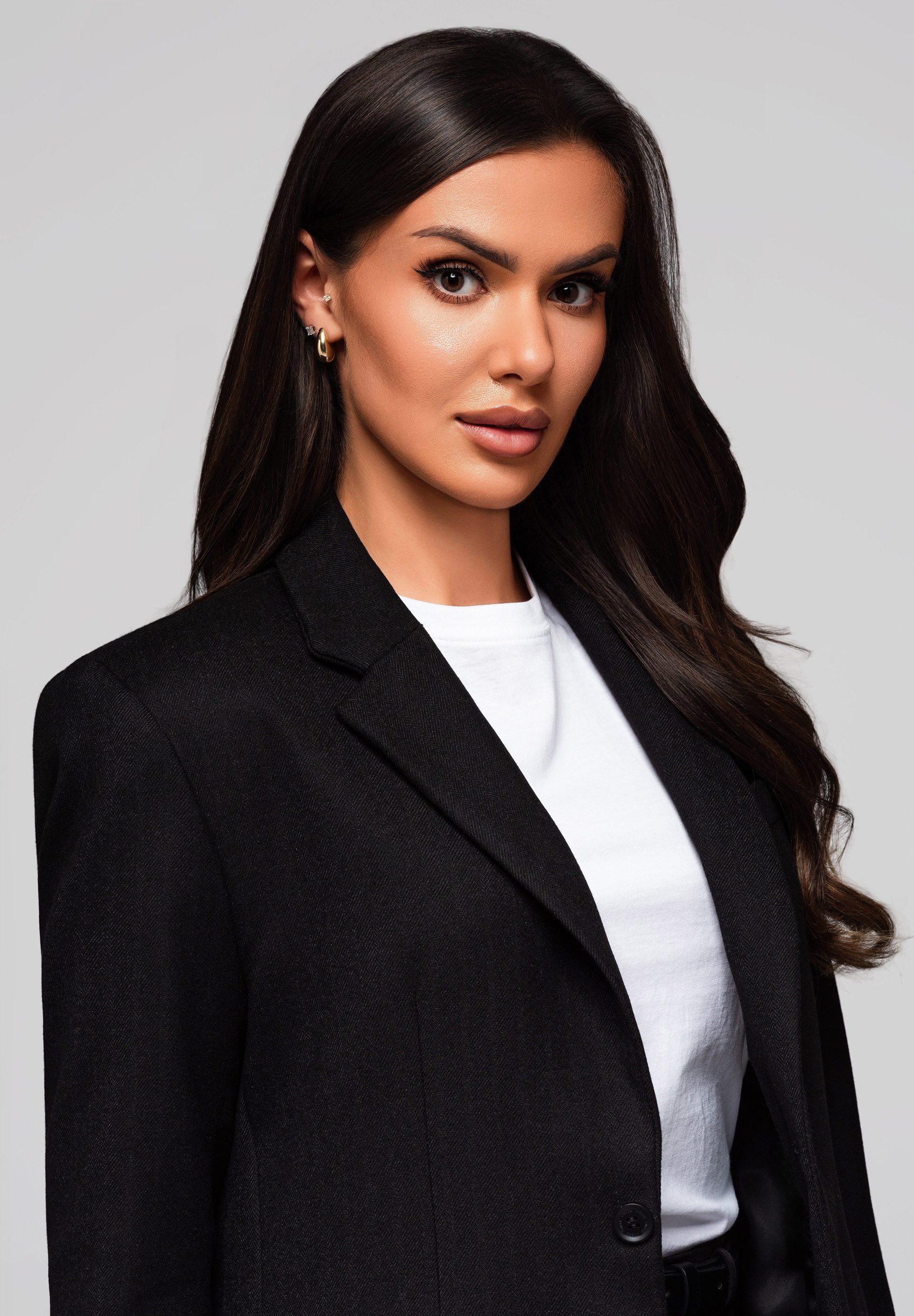 OMBRE Longblazer Klassischer Blazer aus Strukturstoff