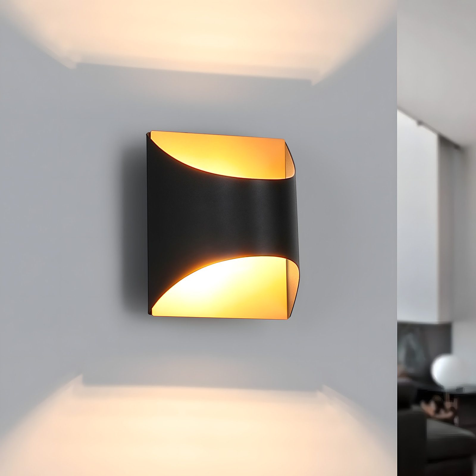 ZMH Wandleuchte Schwarz Gold - Up Down Modern Wandlampen Treppenhaus Kinderzimmer, Einfache Installation, ohne Leuchtmittel, G9 Keramik Wandbeleuchtung für Schlafzimmer