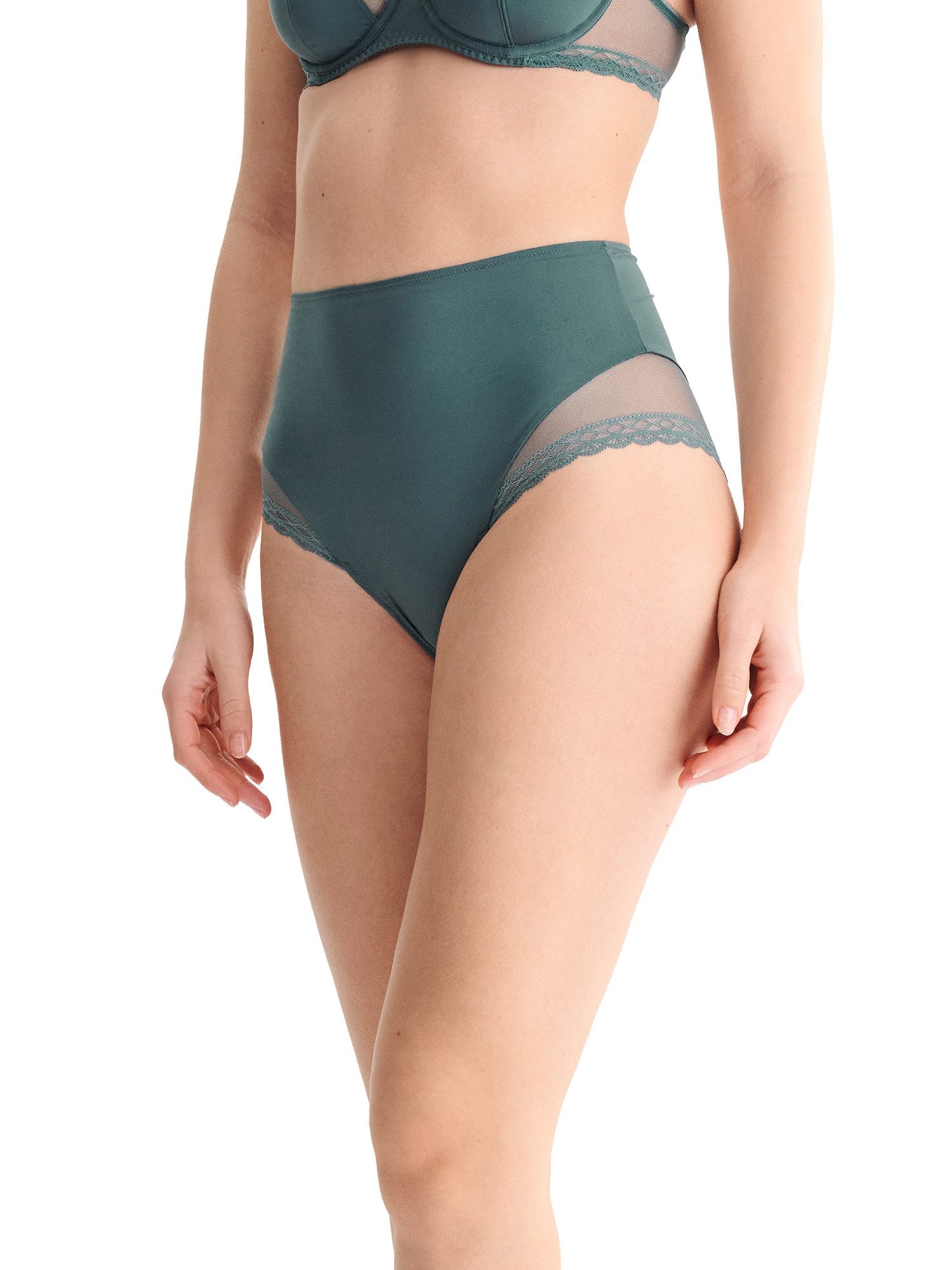 Lisca Taillenslip 2er Pack Hoher Slip (Packung, 2-St) extra hohe Leibhöhe, orientalische Spitze