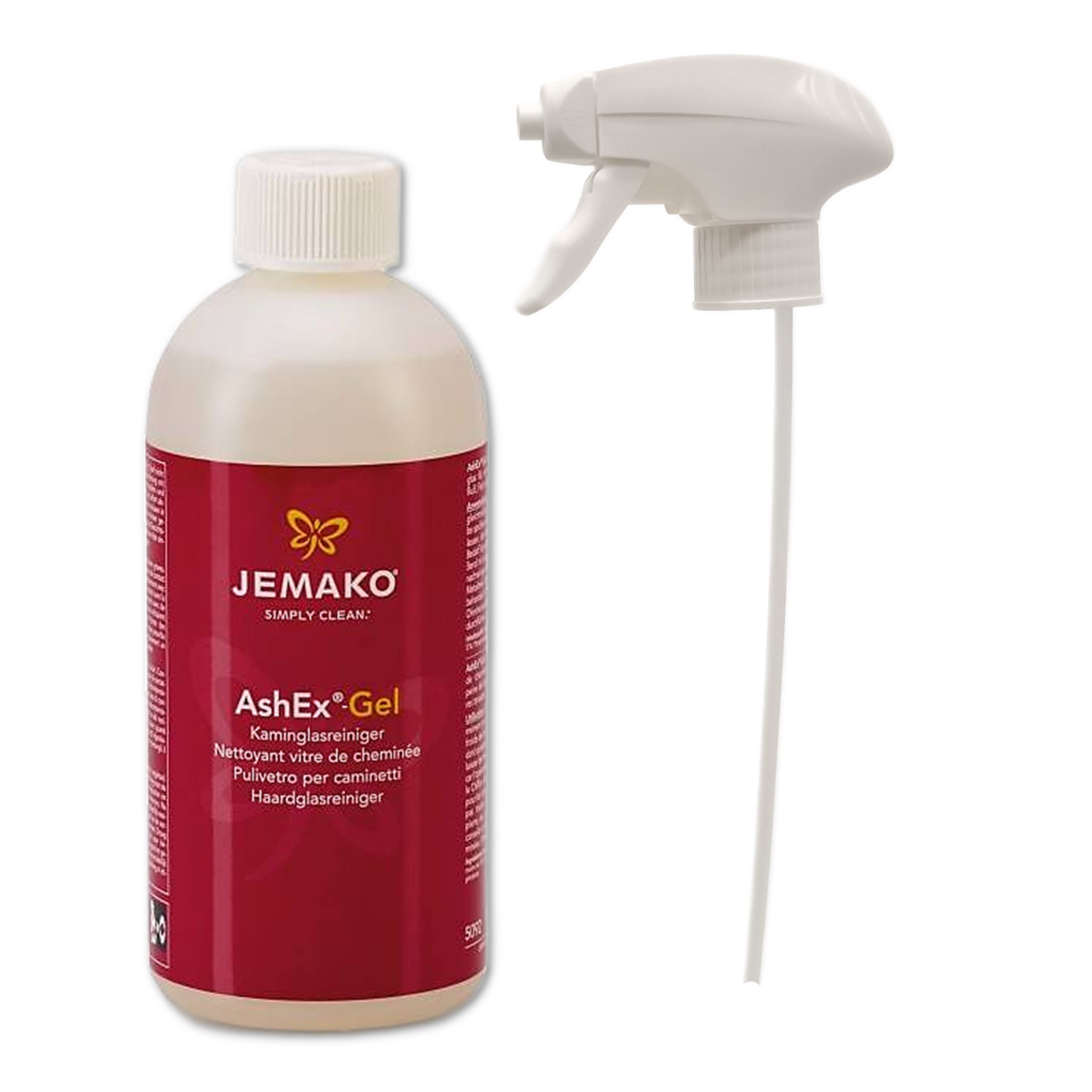 Jemako Jemako AshEx-Gel Kaminglasreiniger für Ruß & hartnäckigen Schmutz Glasreiniger (Spezialreiniger für Kaminglas)