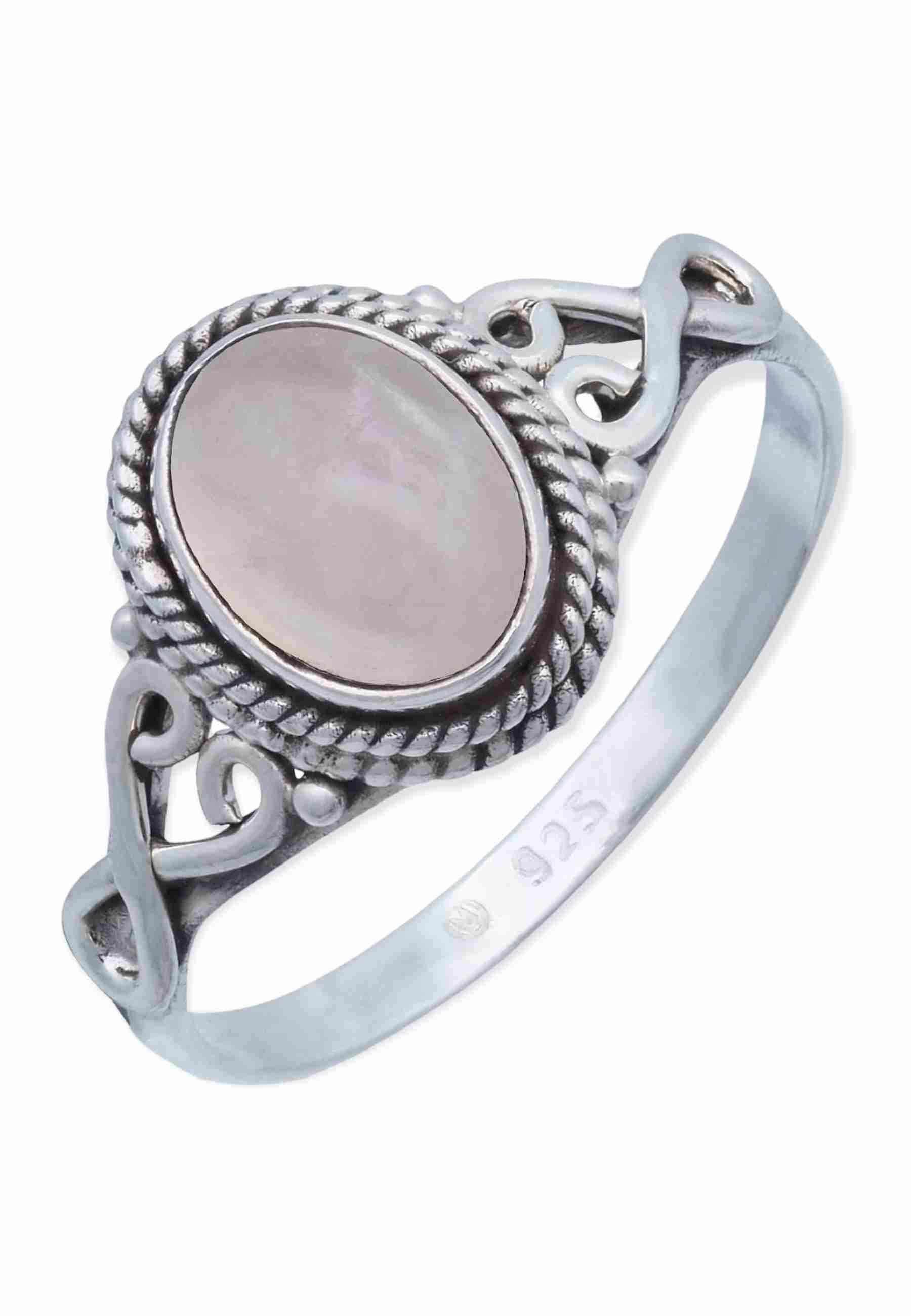 mantraroma Silberring BAGHIMI oval aus 925 Silber mit Rosenquarz (Ring mit günstig online kaufen