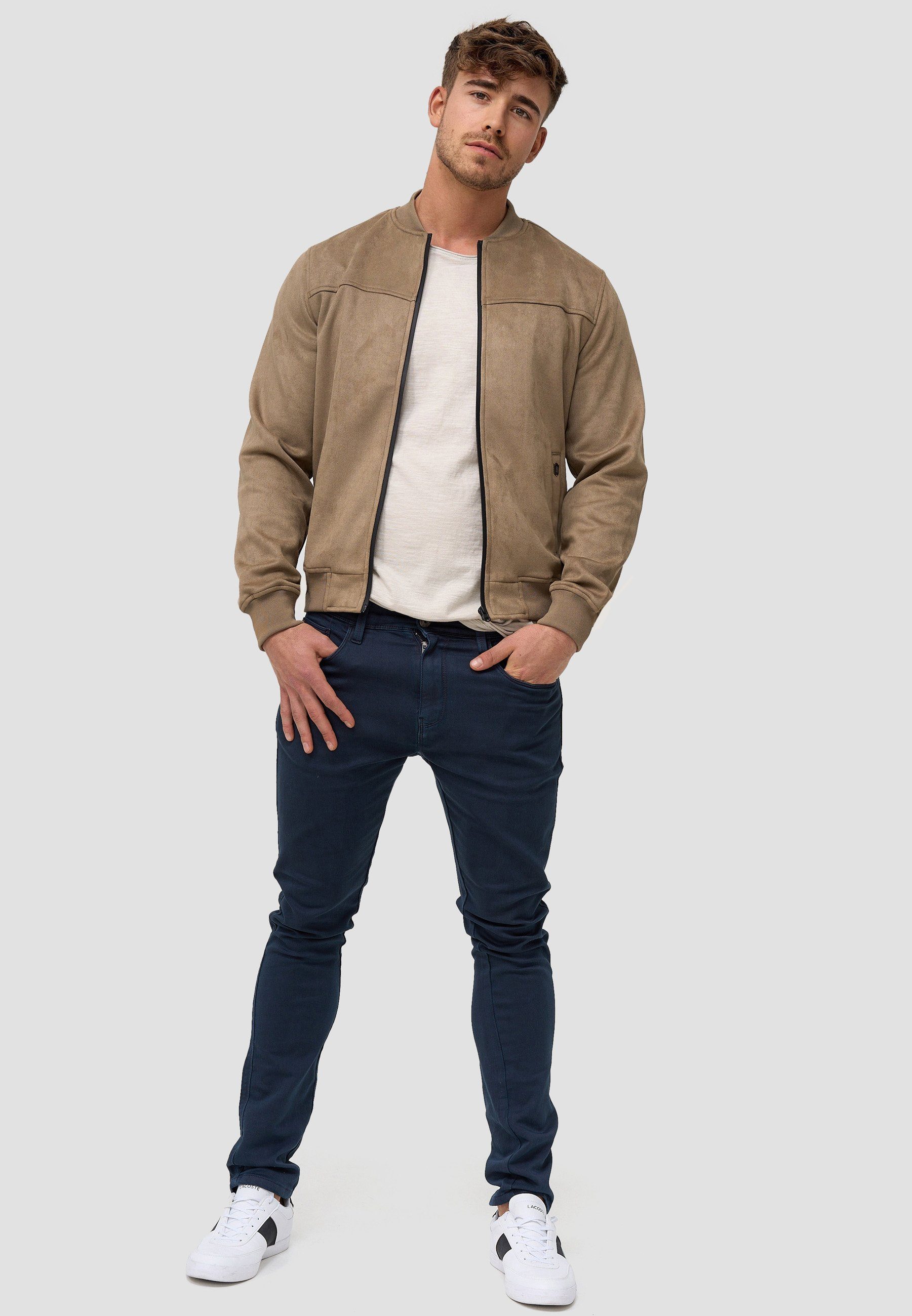 Indicode Lederimitatjacke Herren Ibon Übergangsjacke Herrenjacke Kunstlederjacke mit Stehkragen