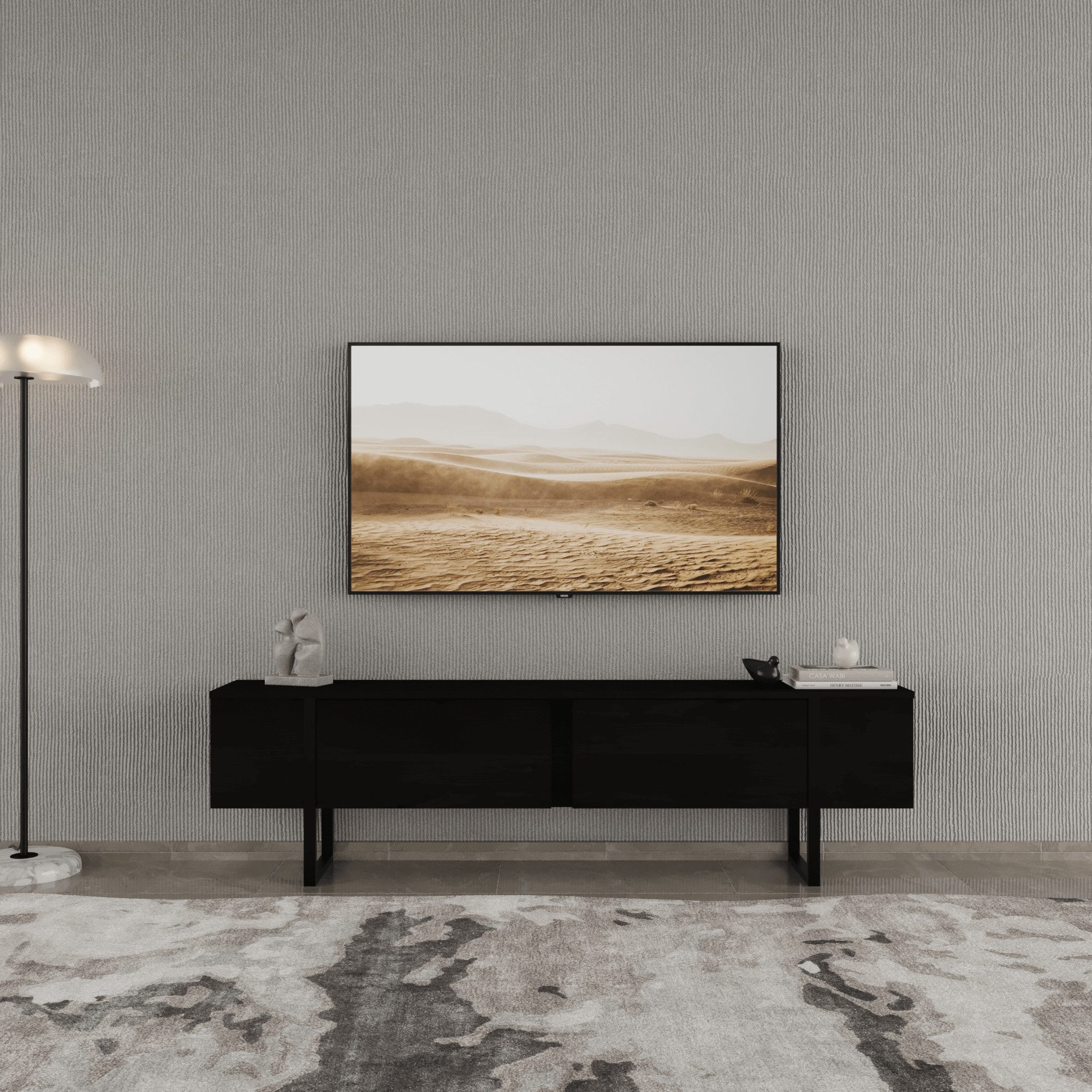 BDR Smart Home Art Lowboard Breda TV Möbel Elegant Metallfüße– 2 Türen, 3 F günstig online kaufen