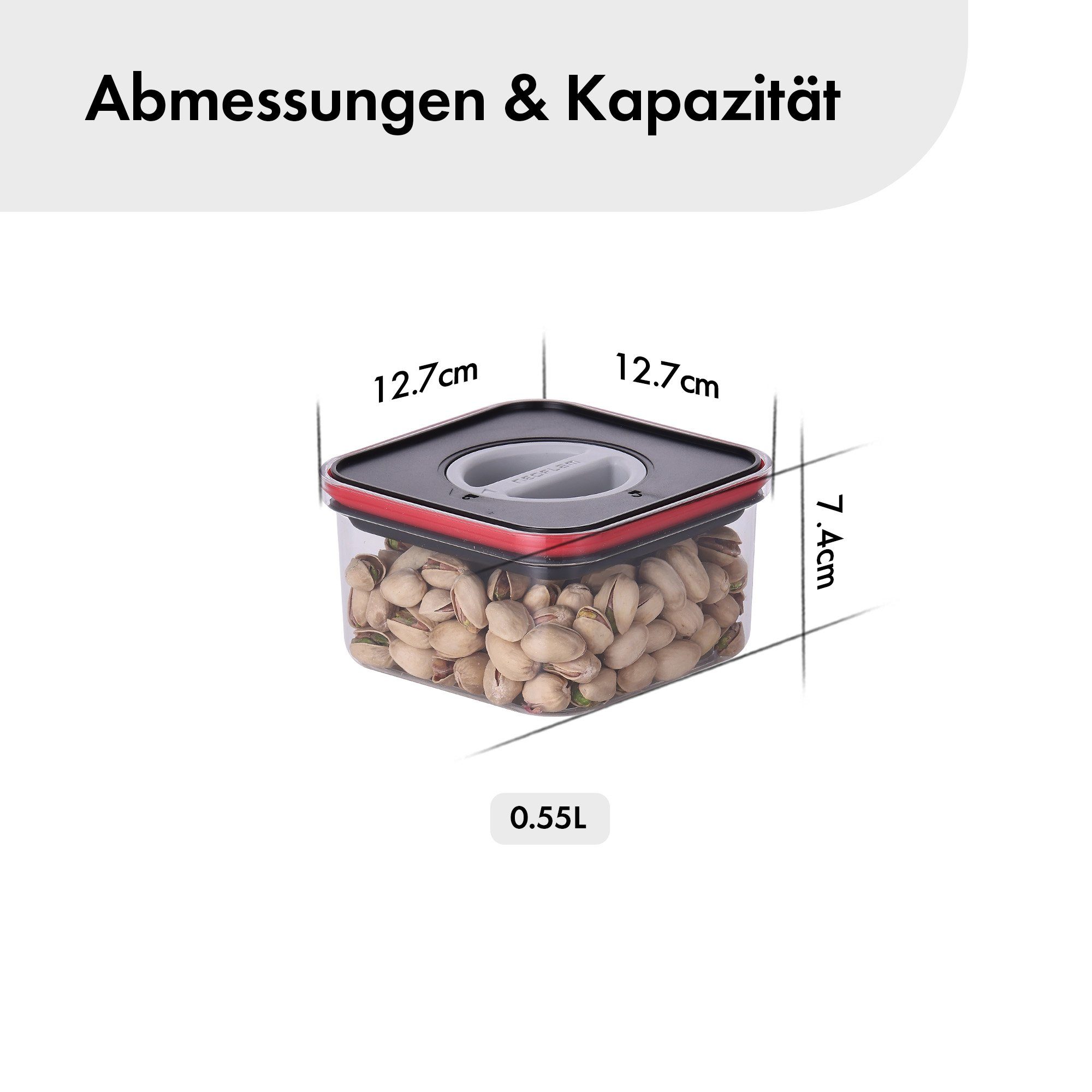 NEOFLAM® Vorratsdose Smart Seal Vorratsbehälter Set 4tlg. - Gr. 4x S - Rot, Kunststoff (AS & PP), Silikon, (4-tlg) – Bild 2 von 5