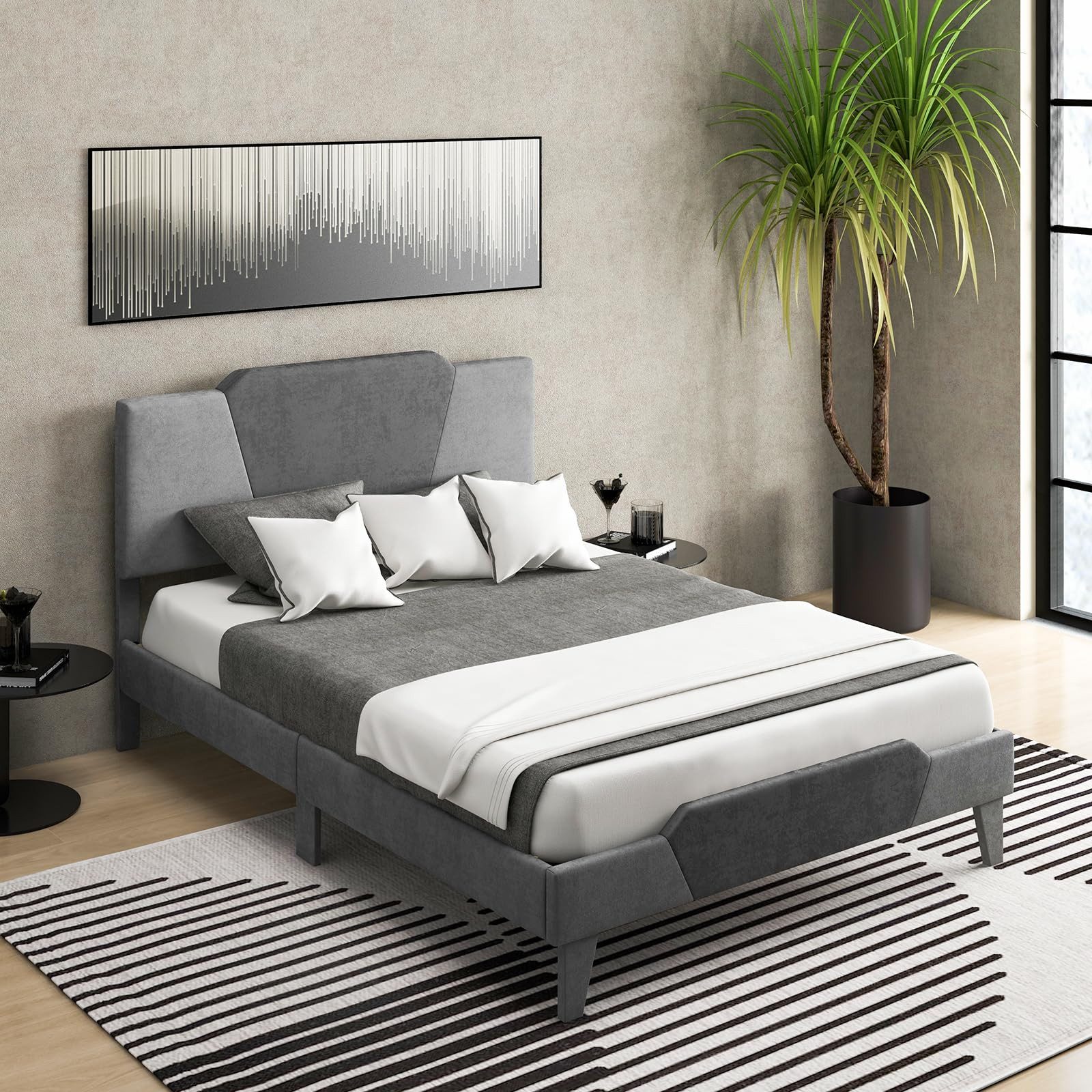 COSTWAY Polsterbett Doppelbett, mit Lattenrost & Kopfteil, 140 x 200cm günstig online kaufen