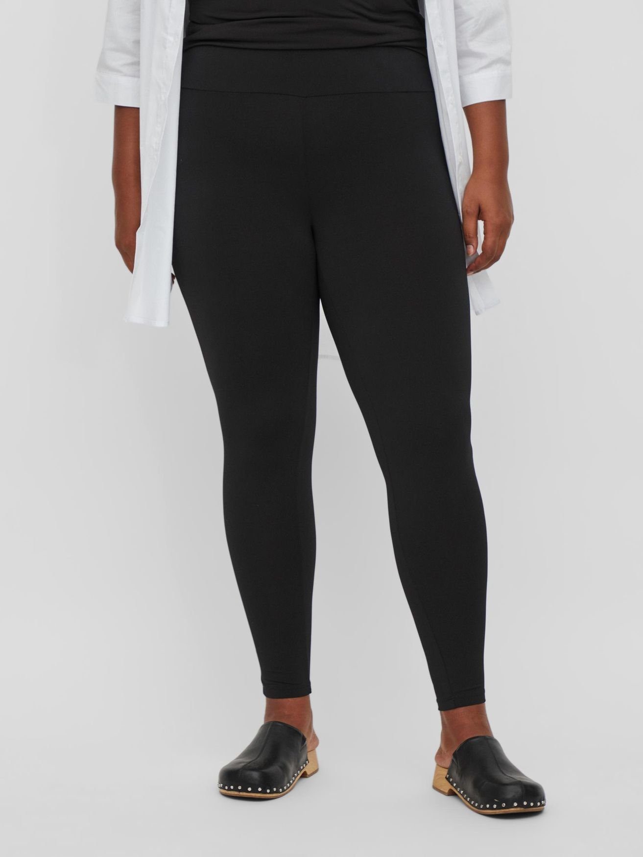 [Neue Produkte sind günstig] Vila Stoffhose Einfarbige Leggings Stretch Plus Stoff Size Hose 4614 VIJENNI in Schwarz Übergröße