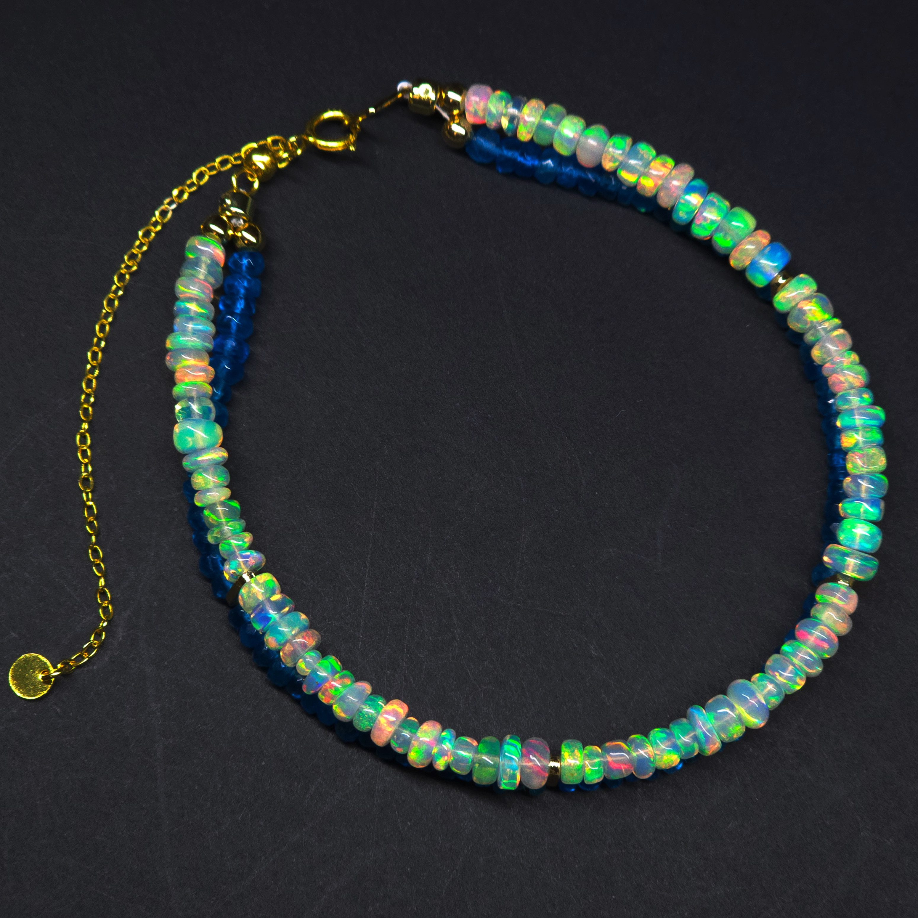 GOLDEN Armband Opal & Apatit Armband Damen zweireihig 925 Silber vergoldet