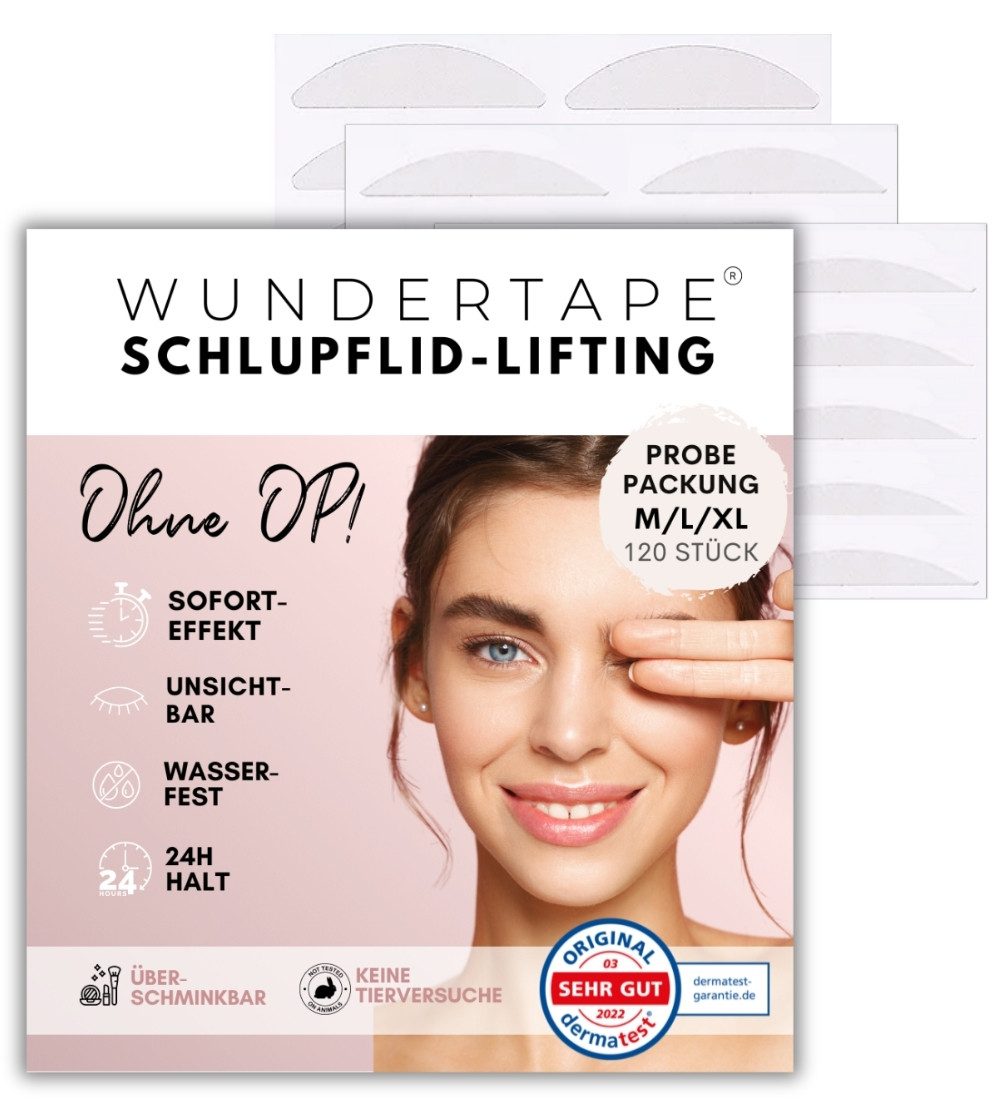 WUNDERTAPE Augenlid-Tape Wundertape Schlupflider Stripes für Augenlid-Lifting ohne OP (Packung, 120 St), unsichtbar, Schlupflid Tape, Schlupflider Stripes unsichtbar