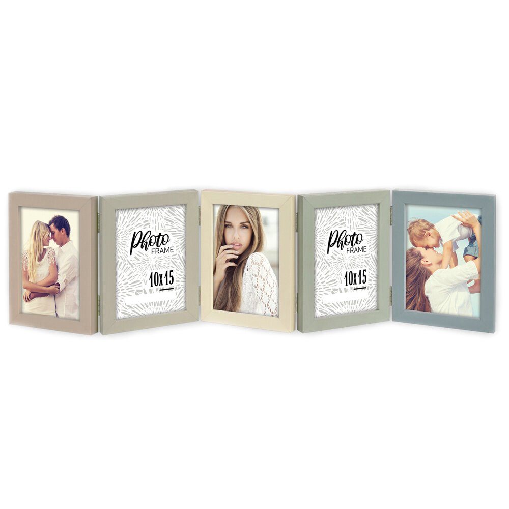 matches21 HOME & HOBBY Bilderrahmen Klapprahmen Holz Bilderrahmen rechteckig mehrfarbig für 10x15 cm, Wand-Deko Fotorahmen im Hochformat zum Stellen