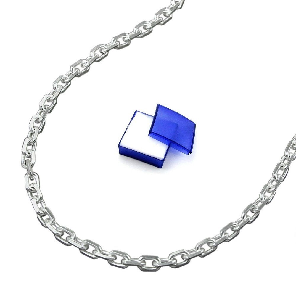 unbespielt Silberkette Halskette 2 Damen und Silberschmuck Schmuckbox, diamantiert Ankerkette 925 Silber 42cm inkl. mm für Herren