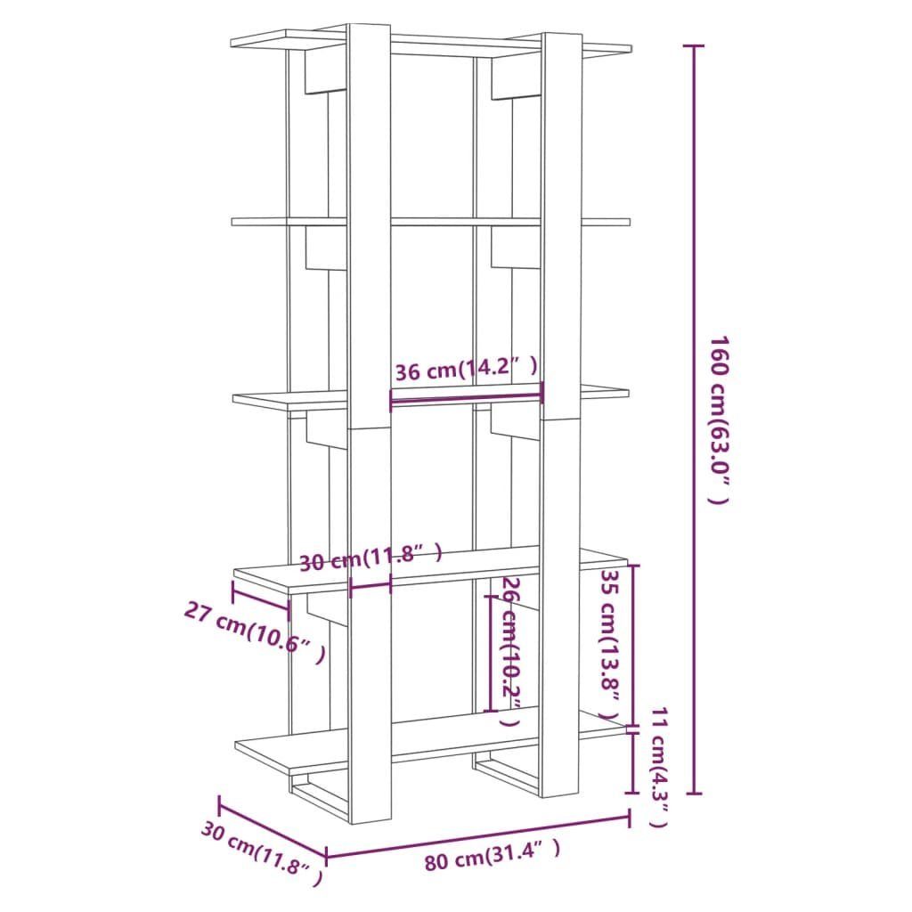 Holzwerkstoff, Bücherregal Sonoma cm Eiche vidaXL Sonoma-Eiche 80x30x160 Bücherregal/Raumteiler 1-tlg.