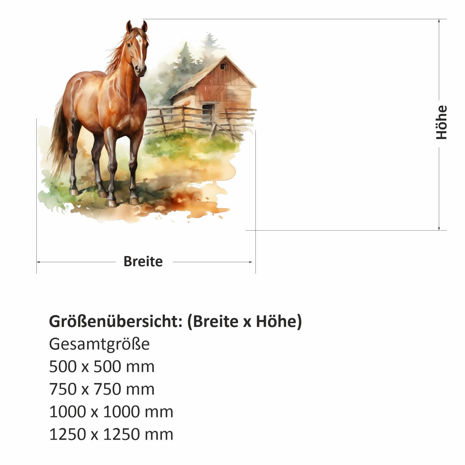 nikima Wandtattoo 246 Wandtattoo Pferd braun - Größe 500 x 500 mm (PVC-Folie), in 4 vers. Größen