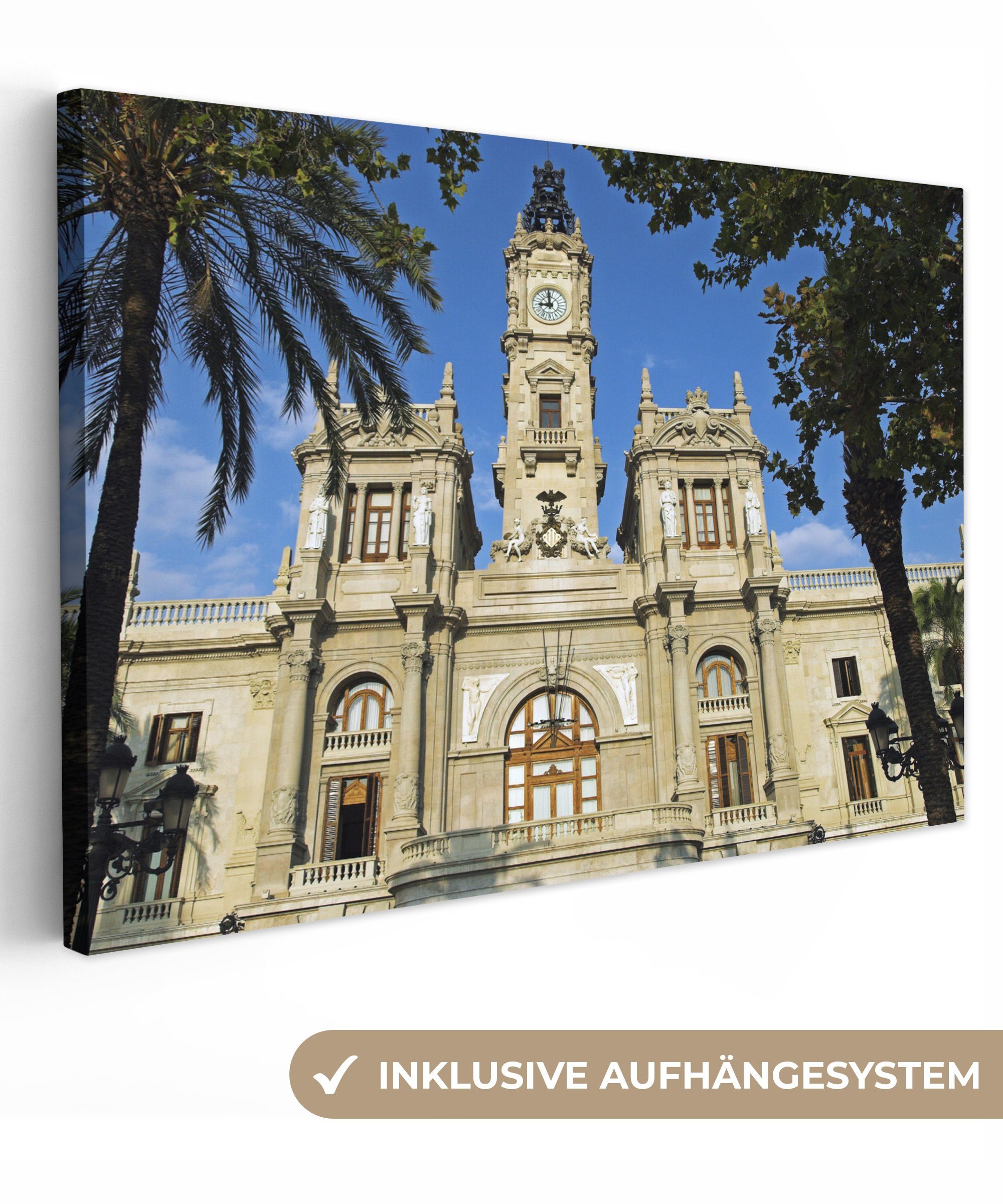Leinwandbild Architektur - OneMillionCanvasses® Leinwandbilder, (1 - St), Aufhängefertig, 30x20 Wandbild cm Stadt, Wanddeko, Valencia