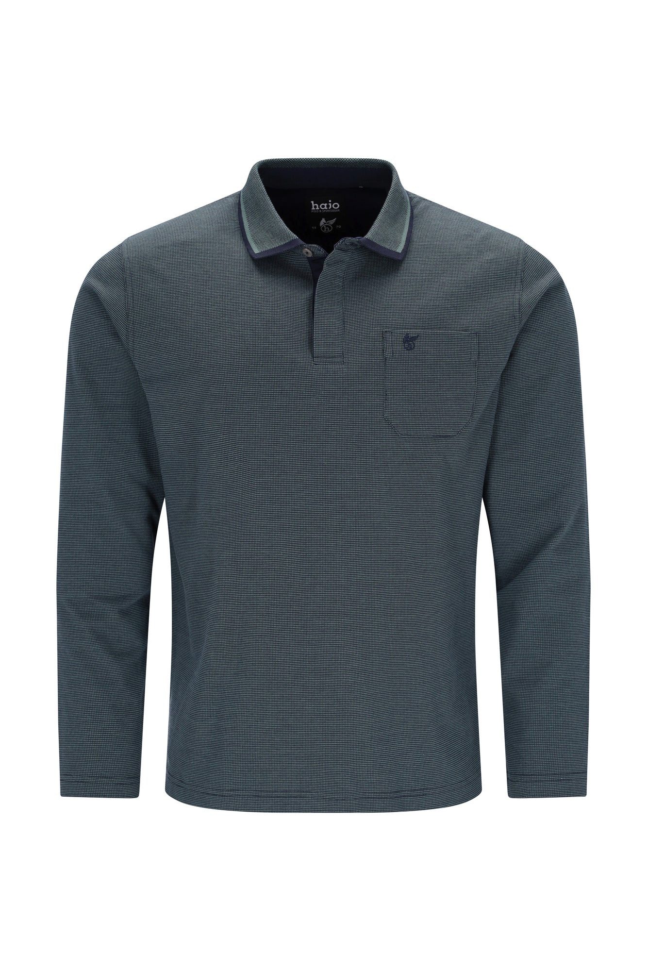 Hajo Langarm-Poloshirt Poloshirt in Minimaljacquard allover - stay fresh-Qualität