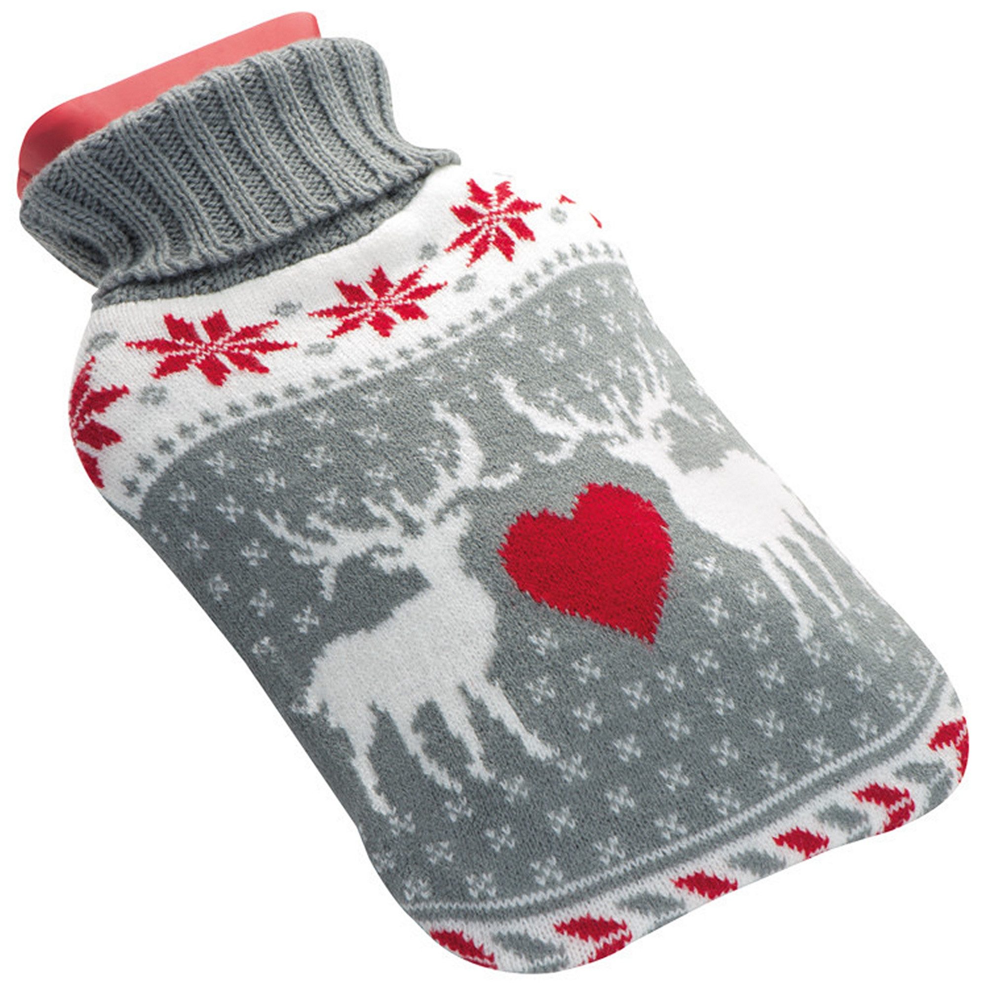 Livepac Office Trinkflasche Wärmflasche mit kuscheligem Stricküberzug mit Weihnachtsmotiv