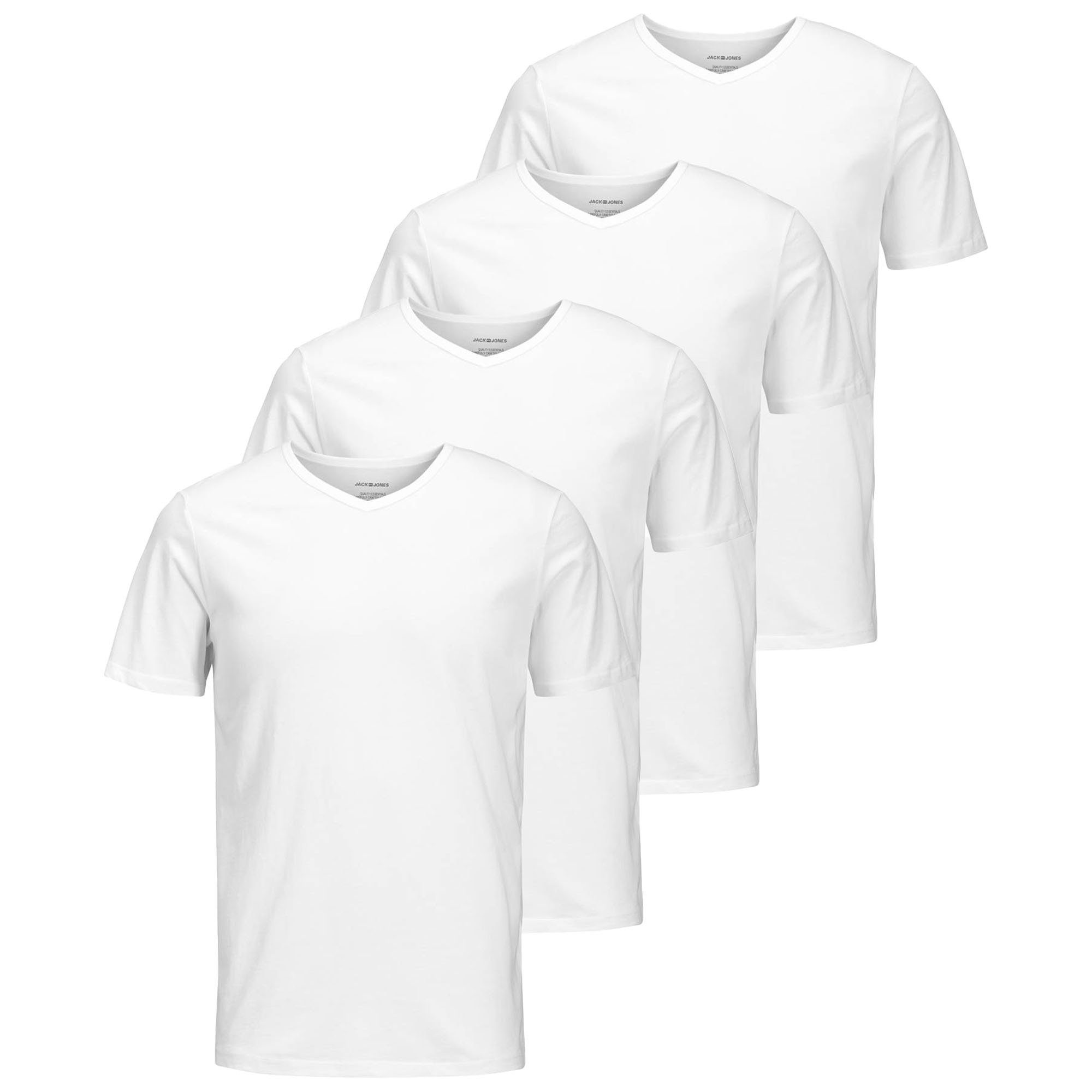 Jack & Jones T-Shirt Herren T-Shirt, 4er Pack - JACBASIC CREW NECK TEE Weiß