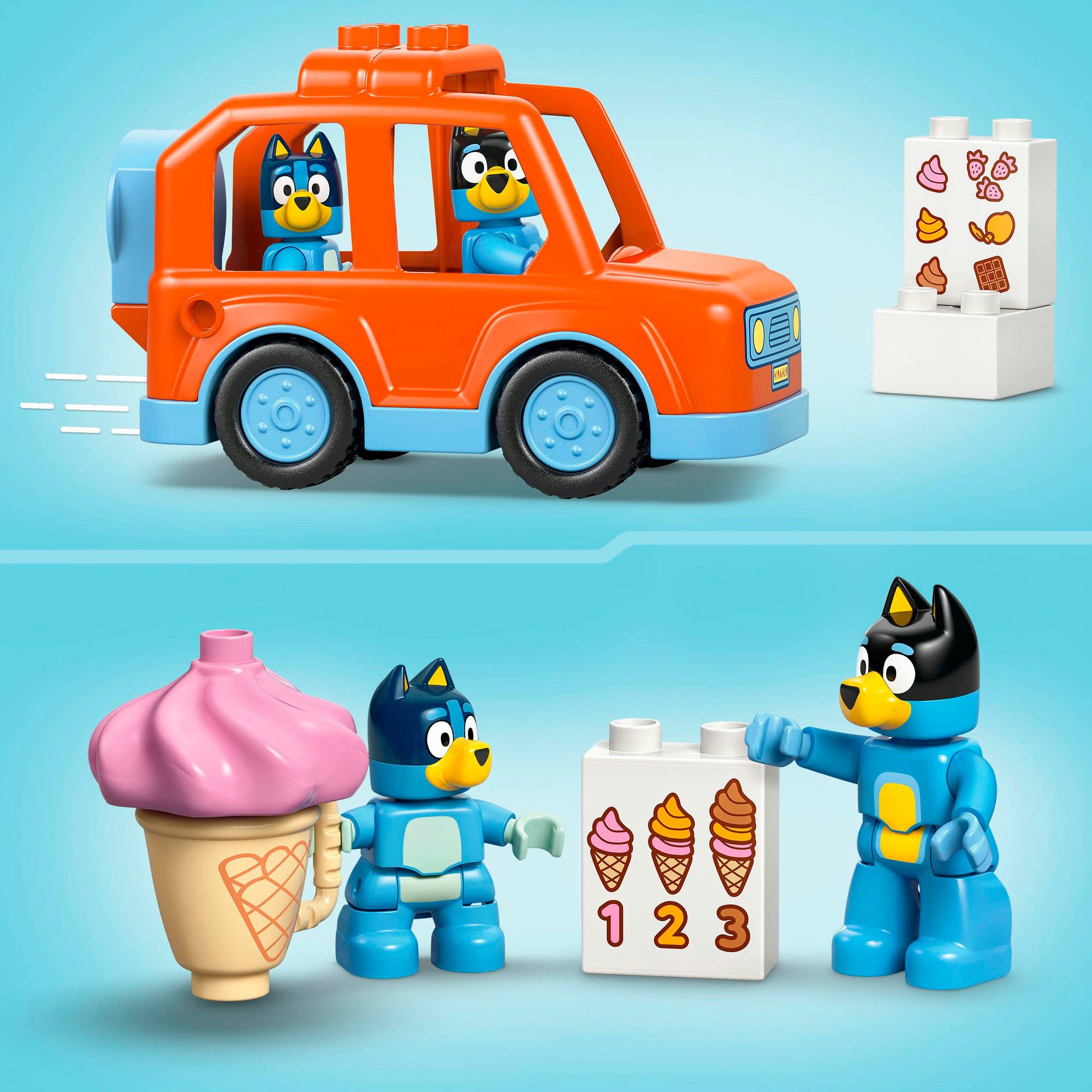 LEGO® Ausflug zur Eisdiele mit Bluey (10458), LEGO DUPLO Bluey Konstruktionsspielsteine, (22 St), Made in Europe – Bild 5 von 5