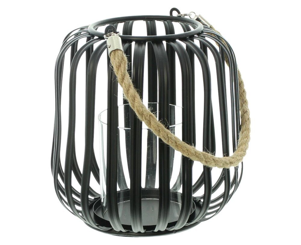 Home-trends24.de Windlicht Kerzenhalter schwarz Metall Stumpenkerzen Kerzenständer
