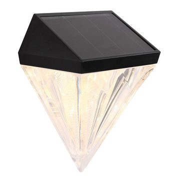 Globo LED Solarleuchte, LED-Leuchtmittel fest verbaut, Warmweiß, Solarlampe Außenwandlampe Gartenleuchte LED Diamant Design Balkonlampe
