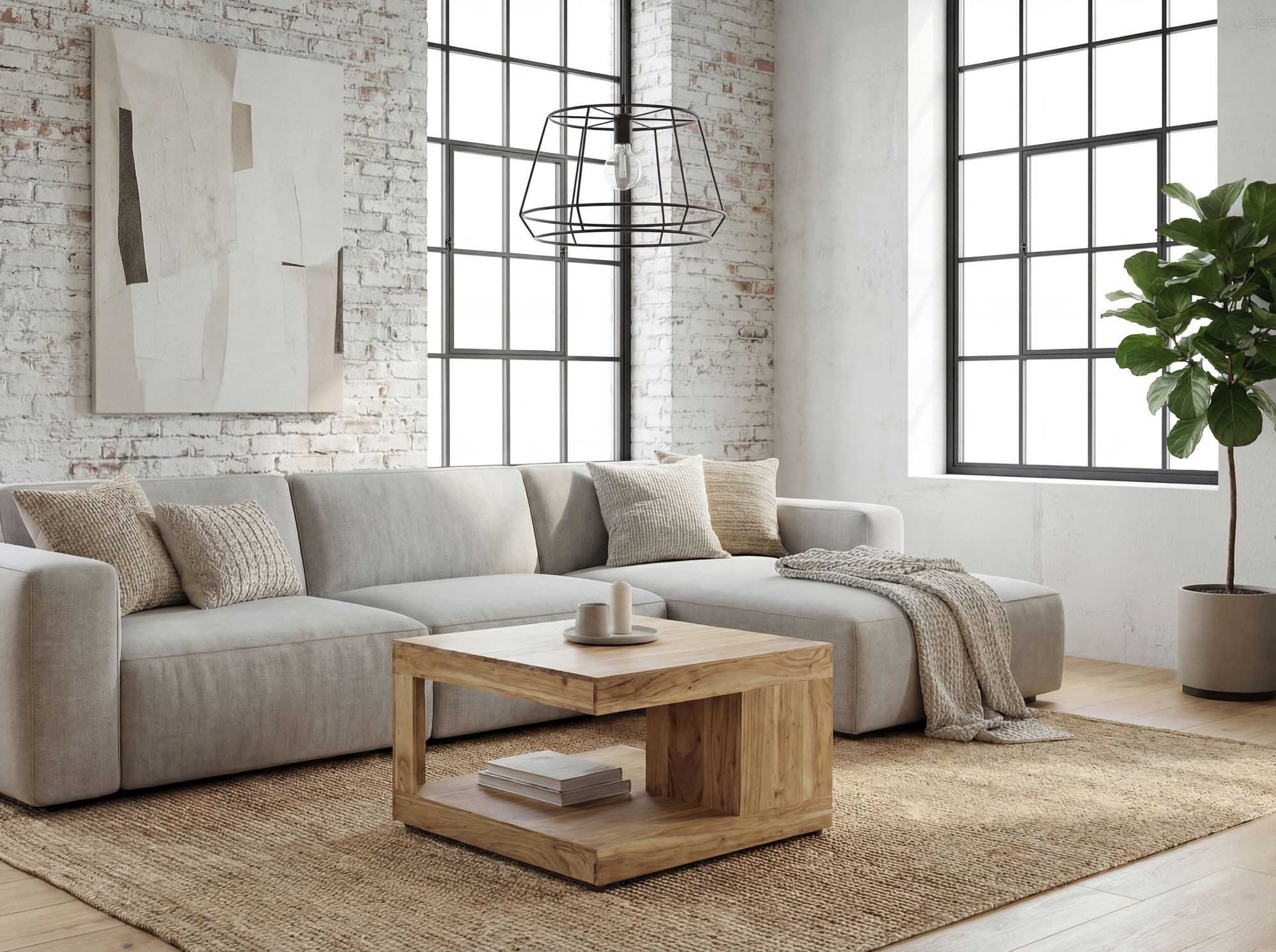 FINEBUY Couchtisch FB116674 Akazie Massivholz 60cm Wohnzimmertisch Beistelltisch Tisch (Quadratisches Designobjekt mit offener Form), Komplett aus massivem Akazienholz gefertigt