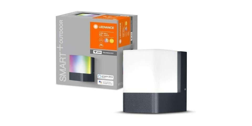 Ledvance LED Außen-Wandleuchte SMART+ LED Wandleuchte RGBW Wand Lampe WiFi Alexa Google Aussenleuchte, LED fest integriert, Mehrfarbig, Steuerung über Google Assistant, Amazon Alexa, Dimmbar, RGB