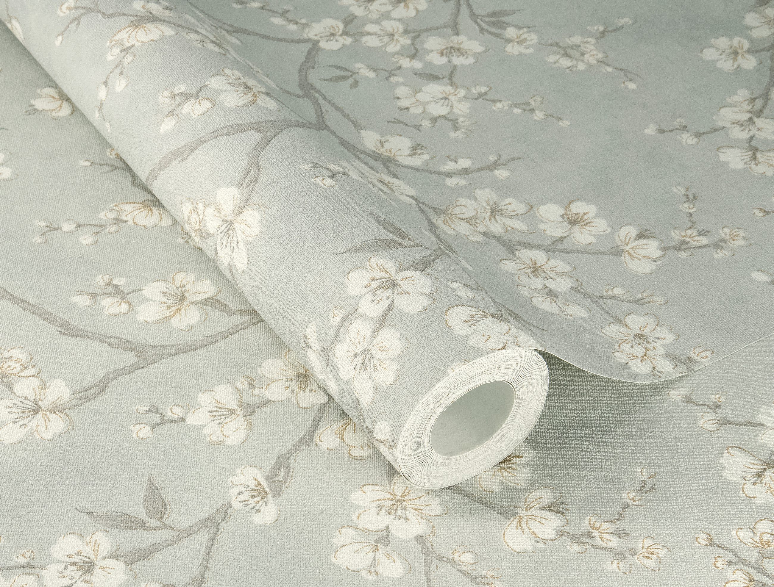 Rasch Vliestapete, strukturiert, Blumen, (1 St), Geblümt, doppelbreit (106cm)