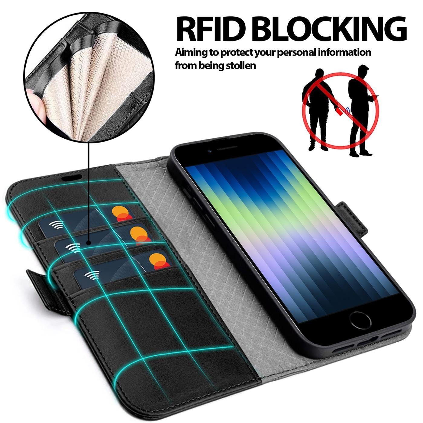 CoolGadget Handyhülle Book Case Elegance Tasche für iPhone SE 2020 2022 4,7 Zoll, Hülle Magnet Etui Klapphülle für iPhone SE, iPhone 7 / 8 Schutzhülle – Bild 4 von 5