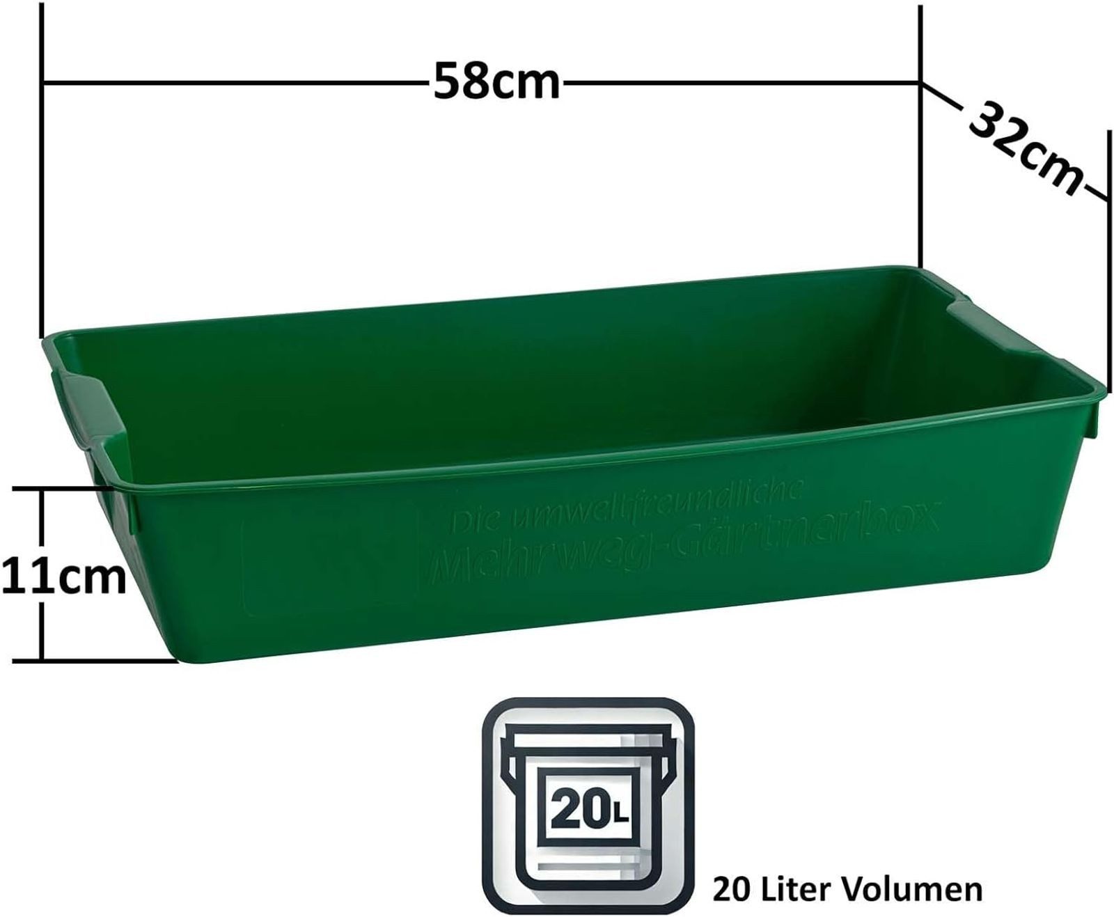 BURI Pflanzschale Gärtnerbox Pflanzschale Pikierschale 58x32x11 Profi Pflanzwanne grün (4 St)