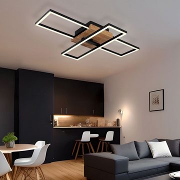 etc-shop LED Deckenleuchte, Leuchtmittel inklusive, Warmweiß, Deckenlampe LED Deckenleuchte Flur Holzoptik Wohnzimmerlampe zum