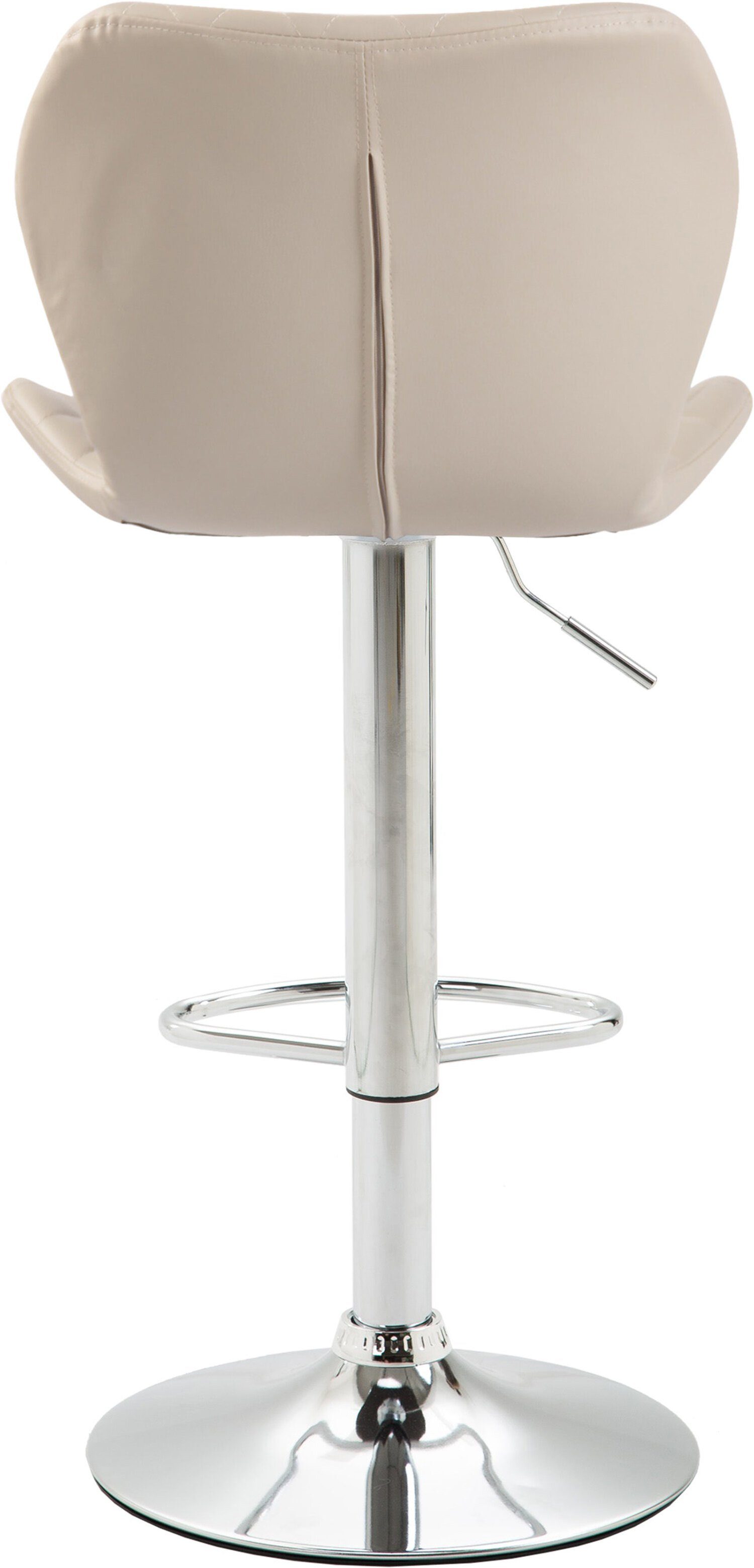 TPFLiving Barhocker Cora drehbar Küche - chrom Theke angenehmer Kunstleder Gestell (Barstuhl Metall mit Creme - Rückenlehne und Hocker Fußstütze Sitzfläche: für 360° & bequemer höhenverstellbar), und