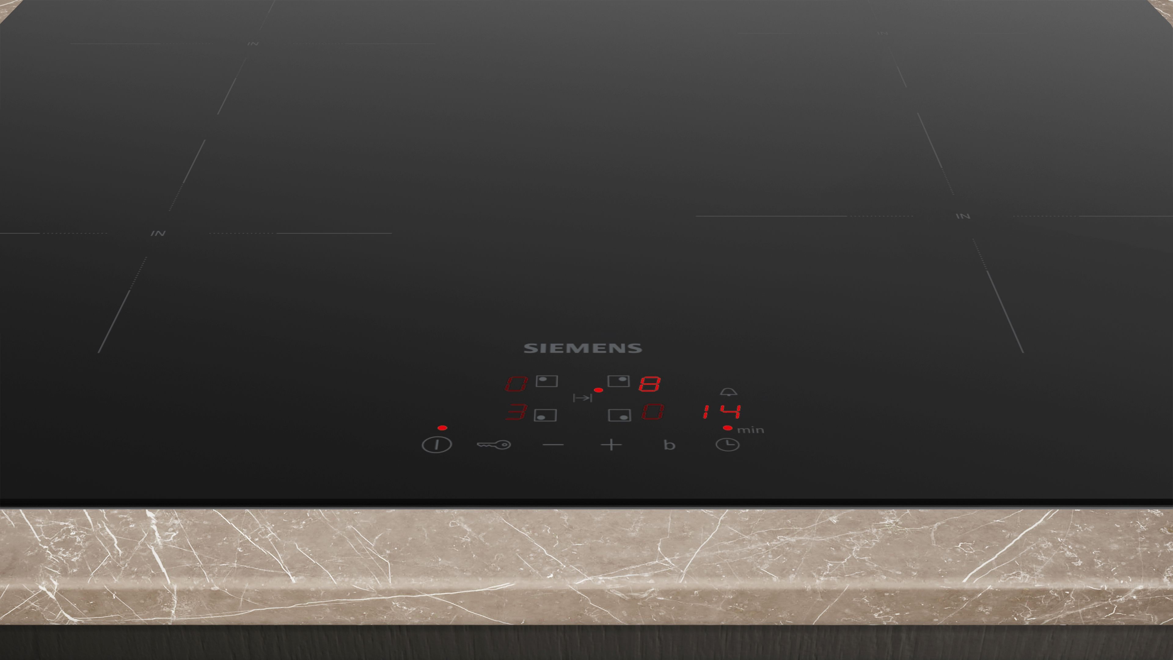SIEMENS Induktions-Kochfeld iQ100 EU611BEB6E, touchControl Funktion für Bedienung per Fingerdruck