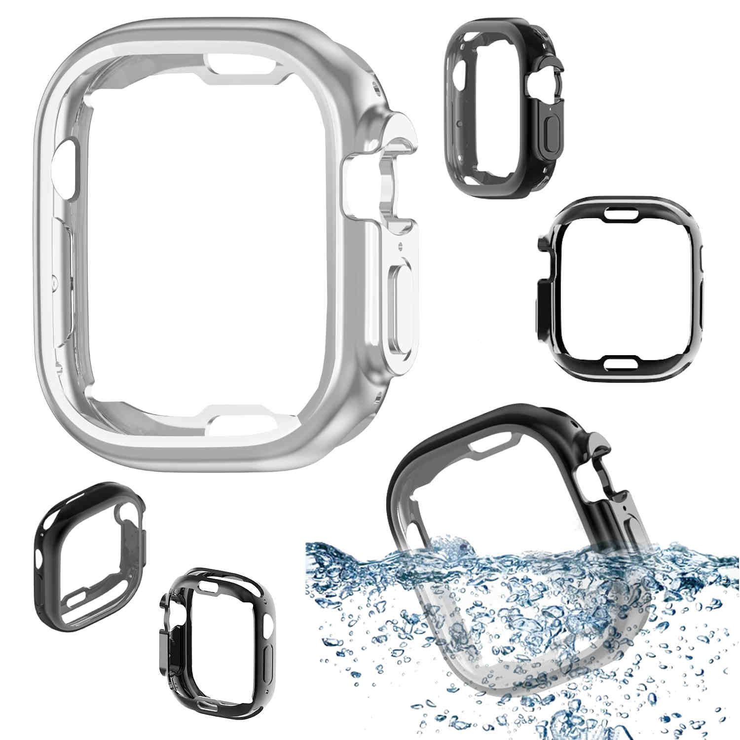 Wigento Smartwatch-Hülle Für Apple Watch Ultra 1 + 2 49mm 2 in 1 Hülle TPU Cover + PET Folie