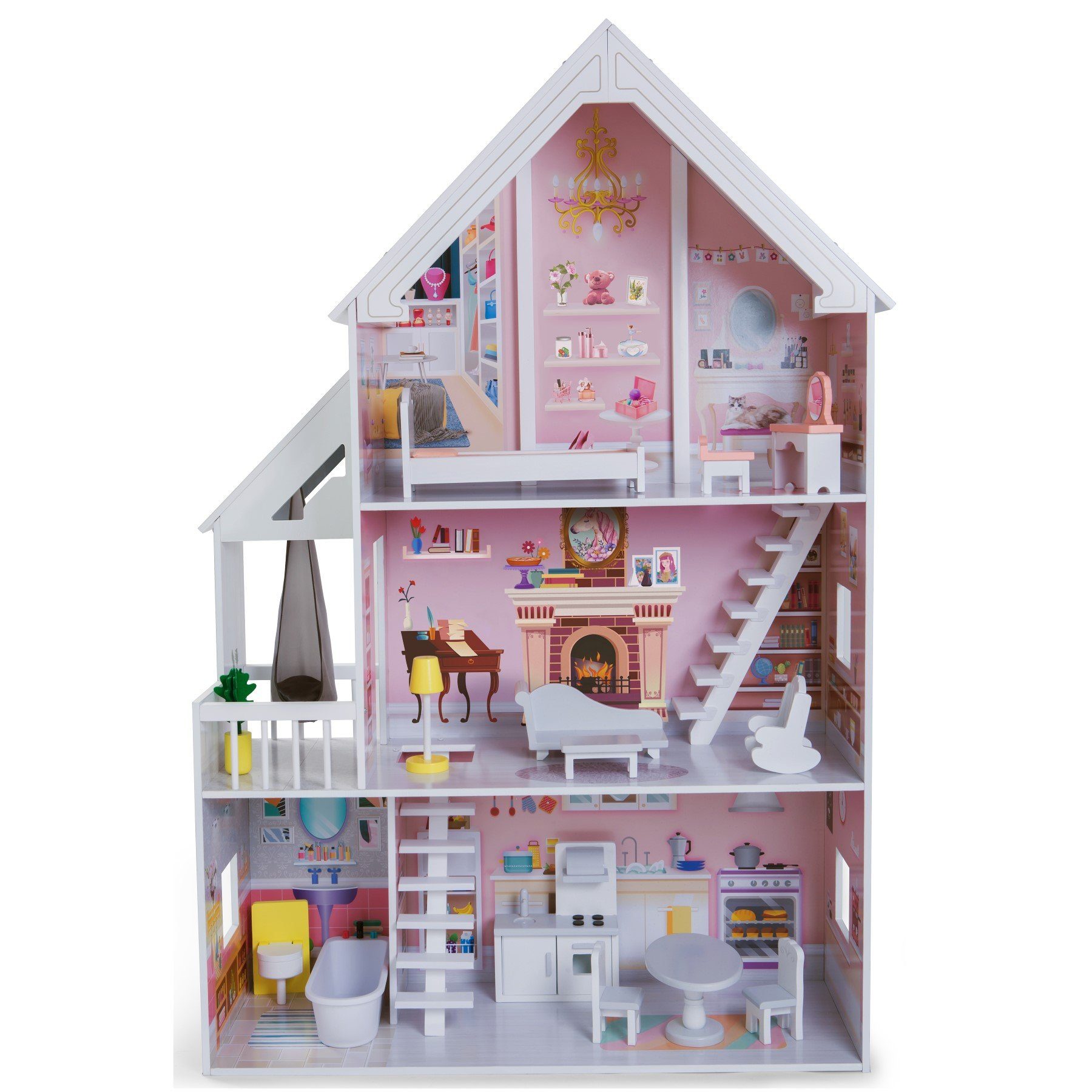 TikTakToo Puppenhaus Puppenstube Traum Villa Set aus Holz, (komplett einger günstig online kaufen