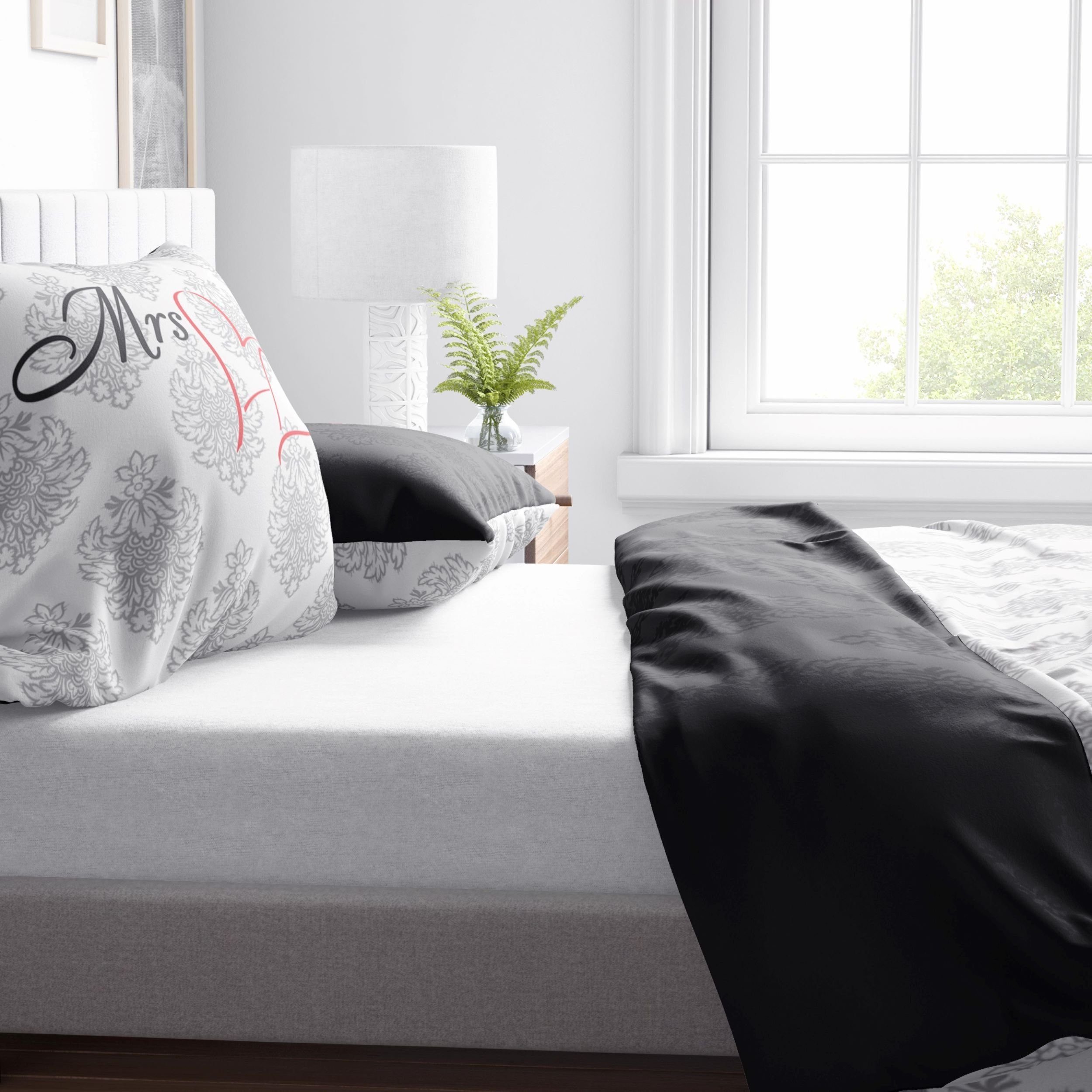 Leonado Vicenti Bettwäsche Allergiker geeignet 135x200 oder 155x220, Microfaser, 4 teilig, Partnerbettwäsche Mr & Mrs mit Ornamenten
