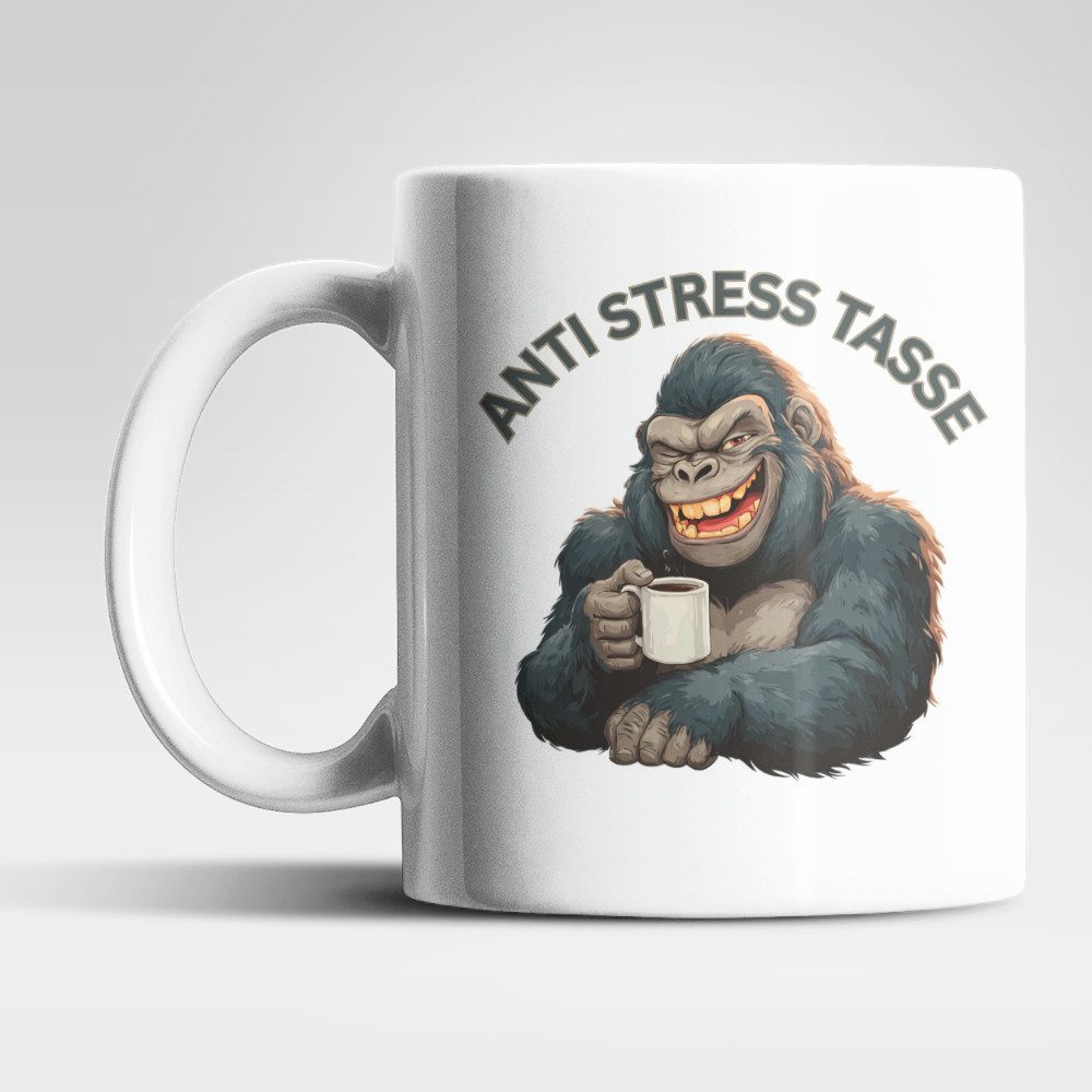 WS-Trend Tasse Anti Stress Gorilla Kaffeetasse Teetasse Tasse Geschenkidee 325 ml, Keramik