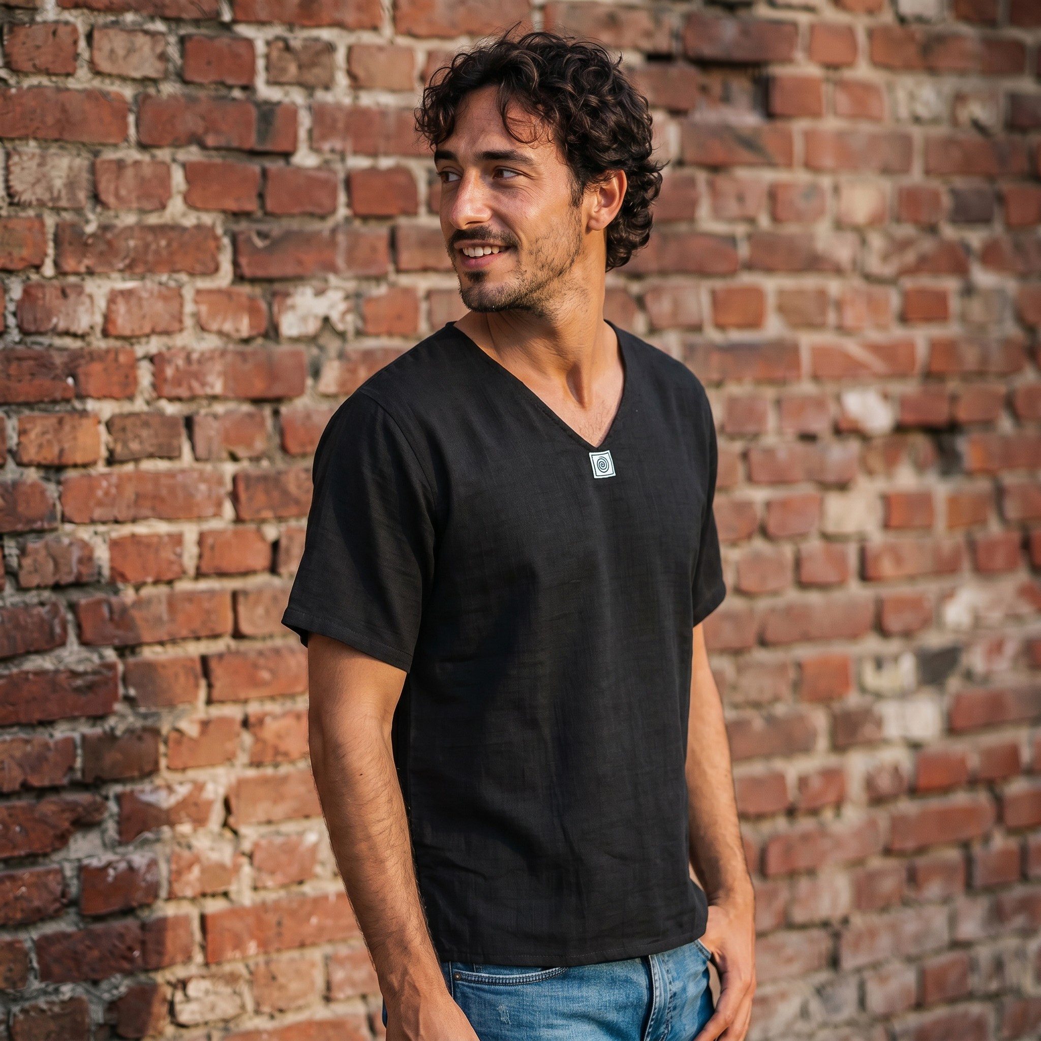 Guru-Shop Hemd & Shirt Yoga Hemd, alternatives Baumwollhemd, leichtes.. Ethno Style, alternative Bekleidung