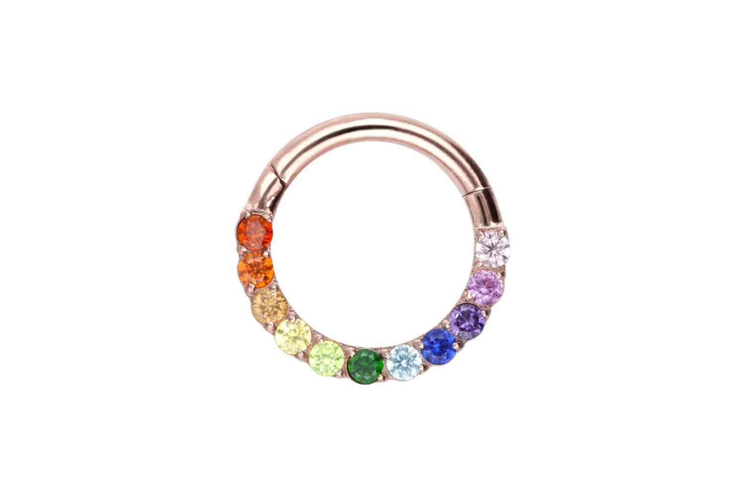 Nasenpiercing Titan Segmentring Clicker EINGEFASSTE BUNTE KRISTALLE Ohrpiercing