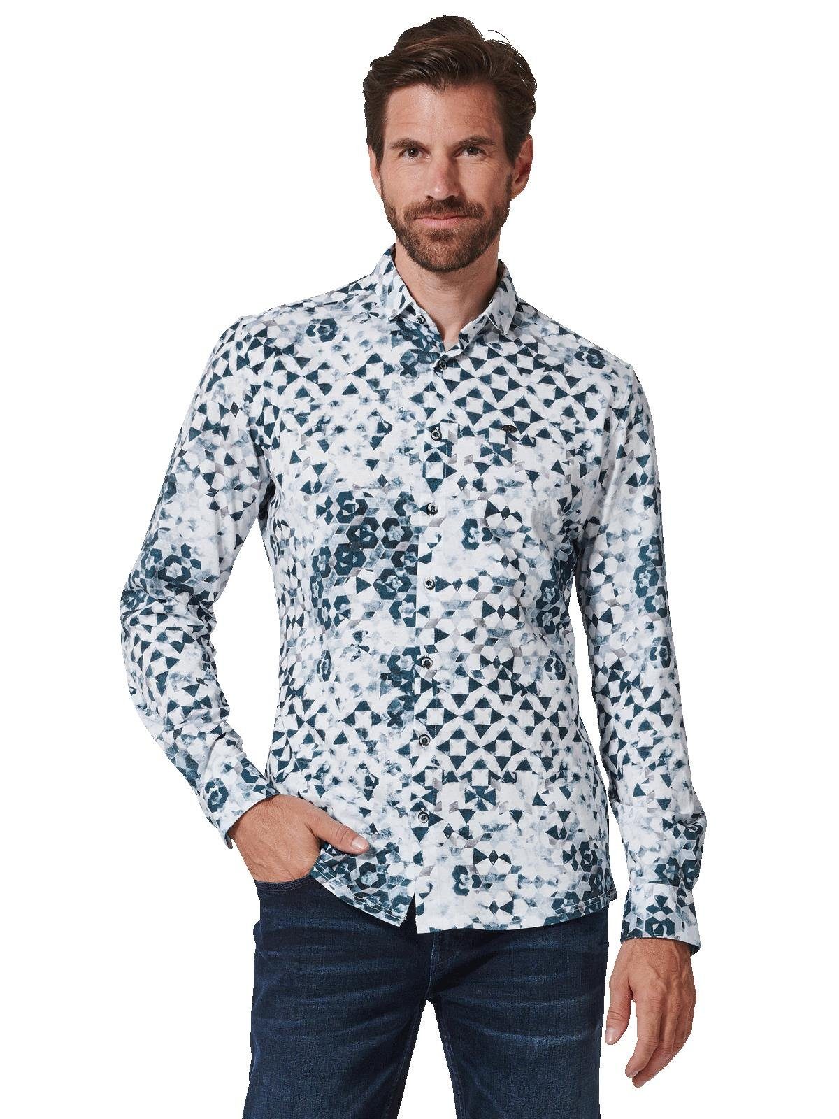 Engbers Langarmhemd engbers Herren Langarm-Hemd gemustert, Blautuerkis günstig online kaufen