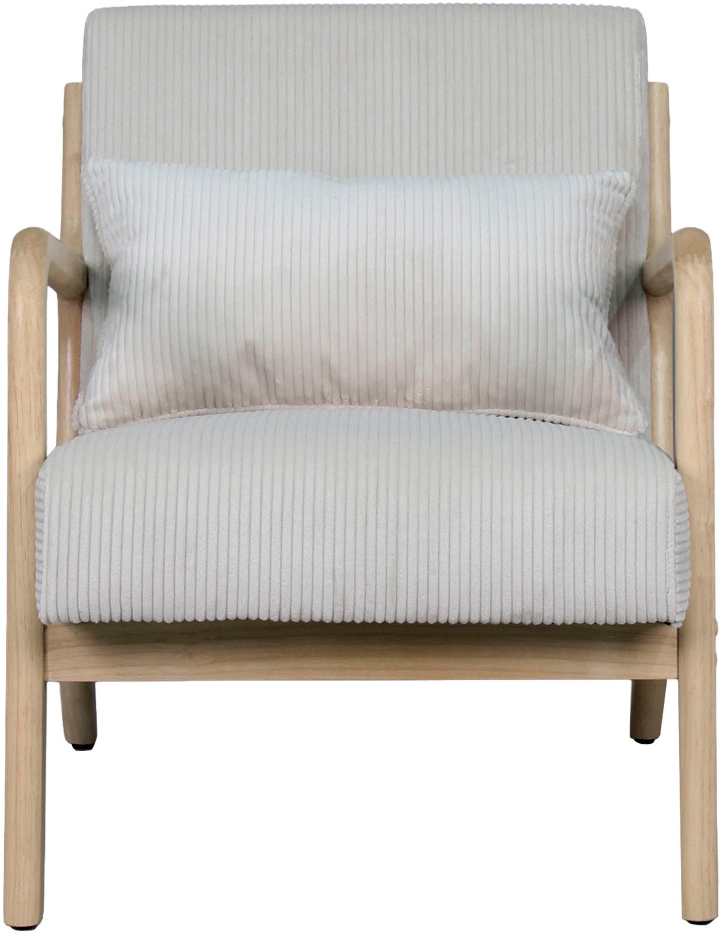 byLIVING Sessel NOHR, Grob-Cord, Gestell Massivholz Rubberwood, Separates Zierkissen